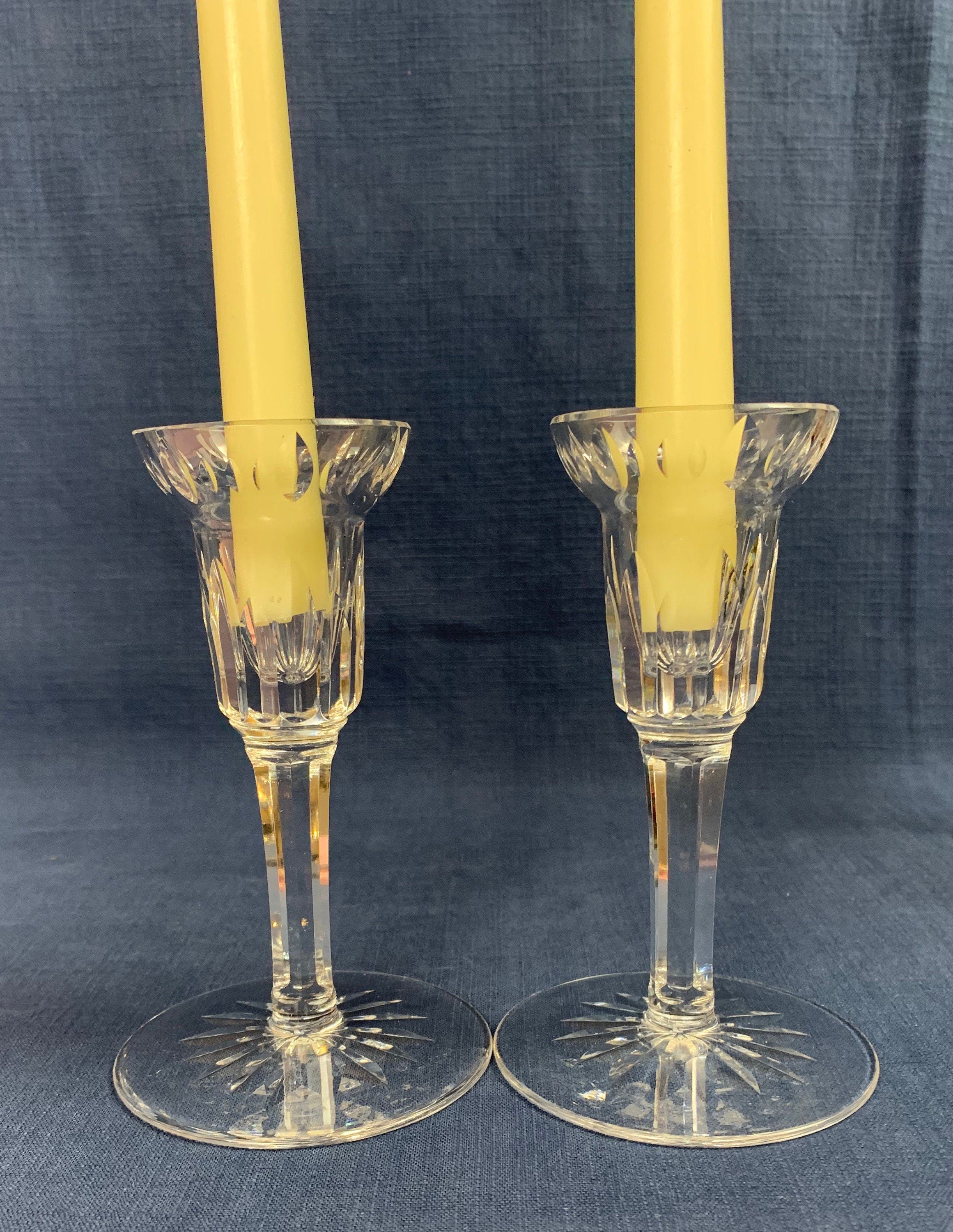 2 Waterford Crystal Candle Holders 5 1/4”