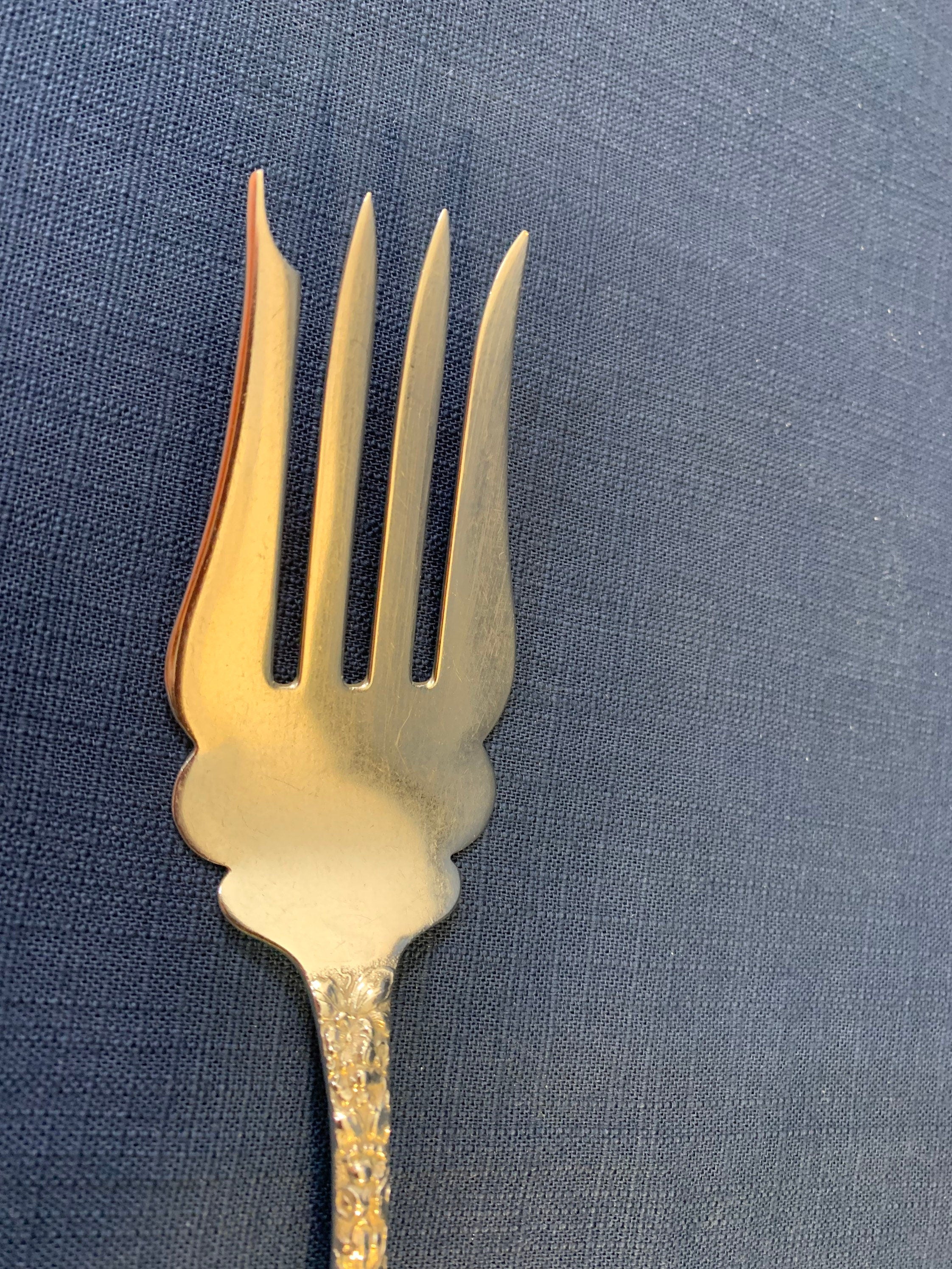 Stieff Rose Large Sterling Meat Fork No Monogram