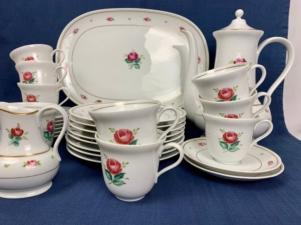 Vintage Hutschenreuther Coffee Dessert Set: Mid-Century German China
