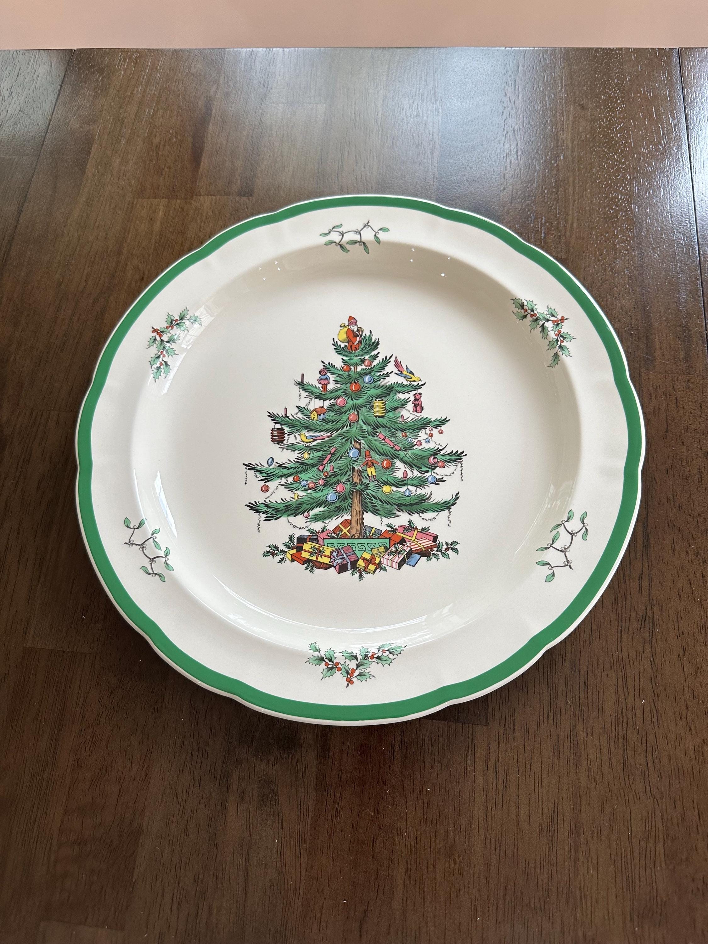 Spode Christmas Tree Round Platter Scalloped Chop Plate