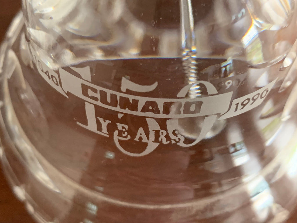 Waterford Crystal Bell and Base Commemorating Cunard Shipping 150 year Anniversary