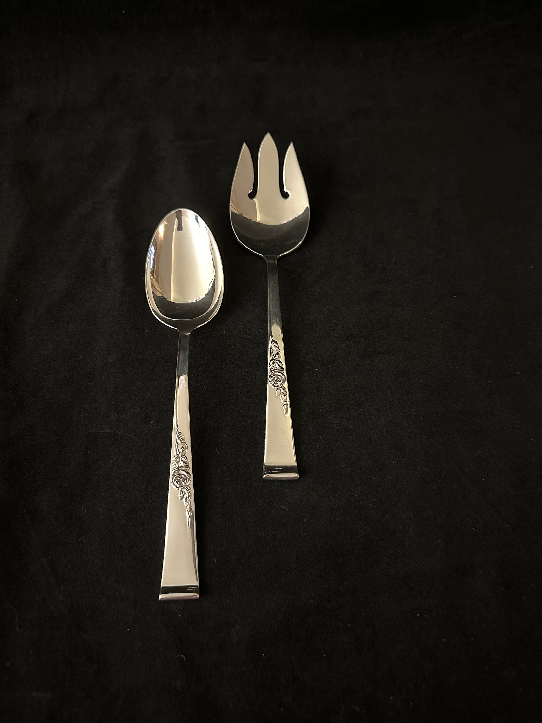 Reed and Barton Classic Rose Sterling Silver Salad Set