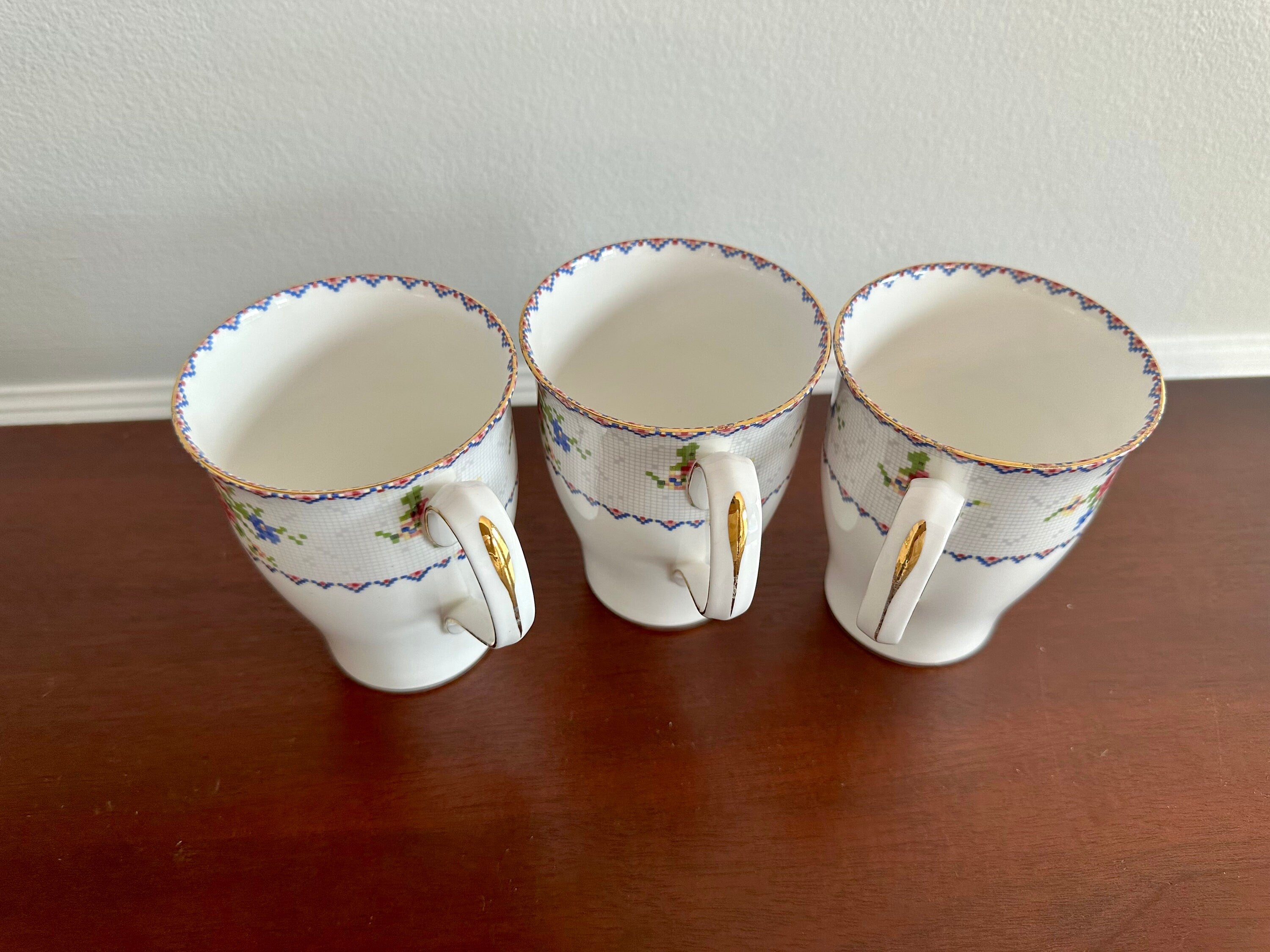 3 Royal Albert Petite Points Tall Mugs