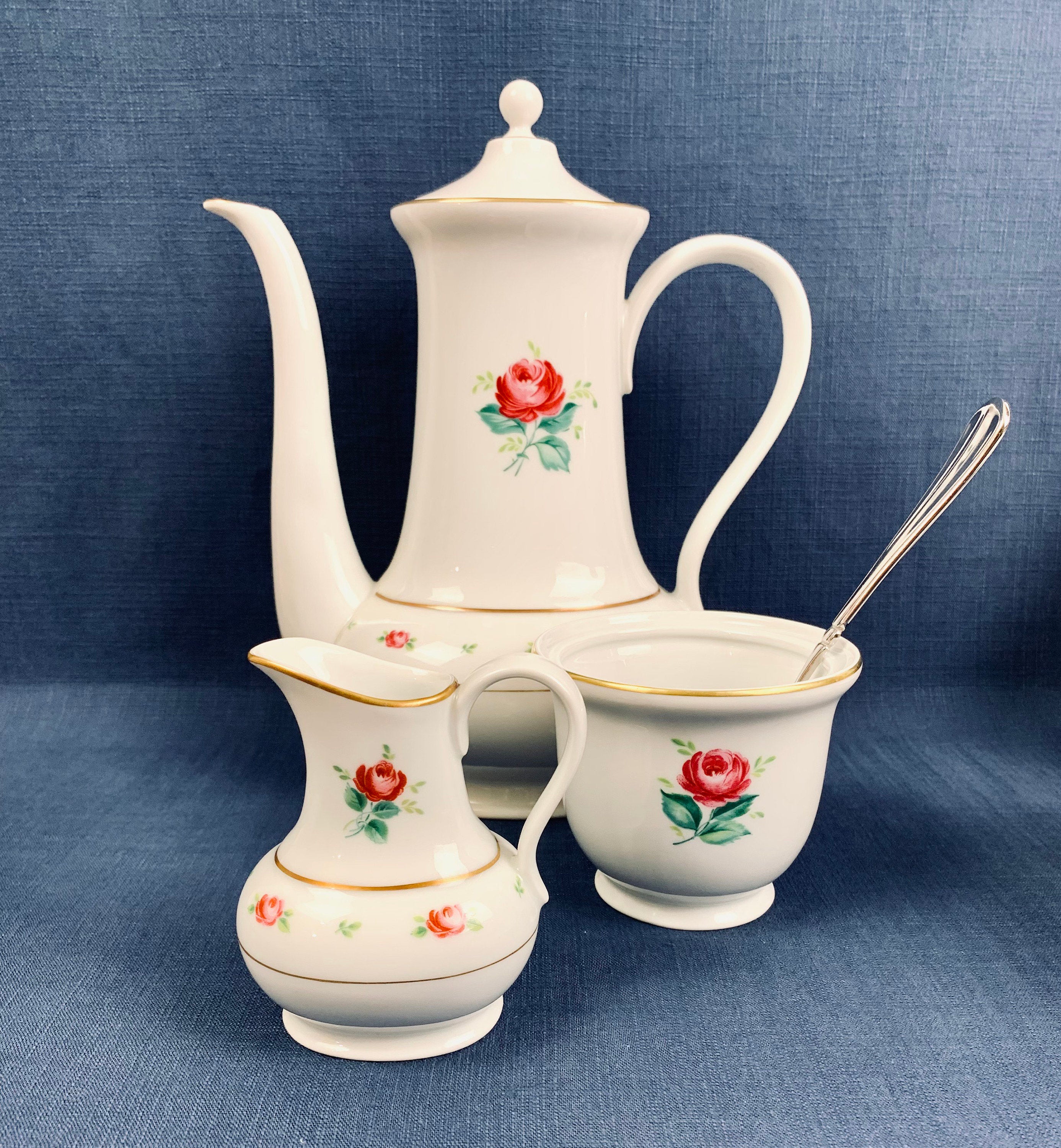 Vintage Hutschenreuther Coffee Dessert Set: Mid-Century German China