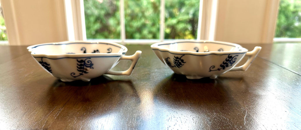 2 Blue Danube Leaf Shaped Nut/ Candy Dishes