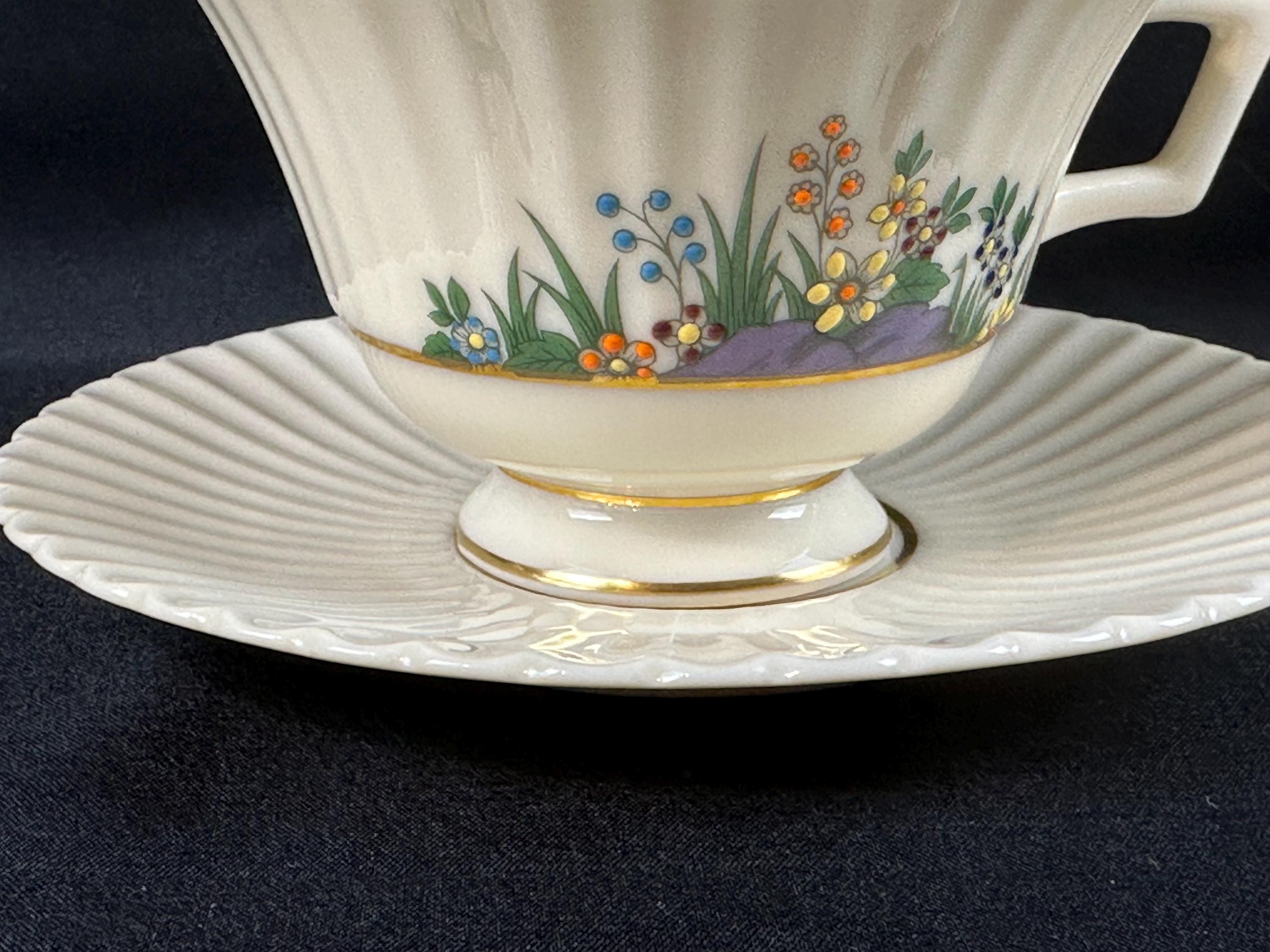 3 Lenox Rutledge Teacups and Saucers