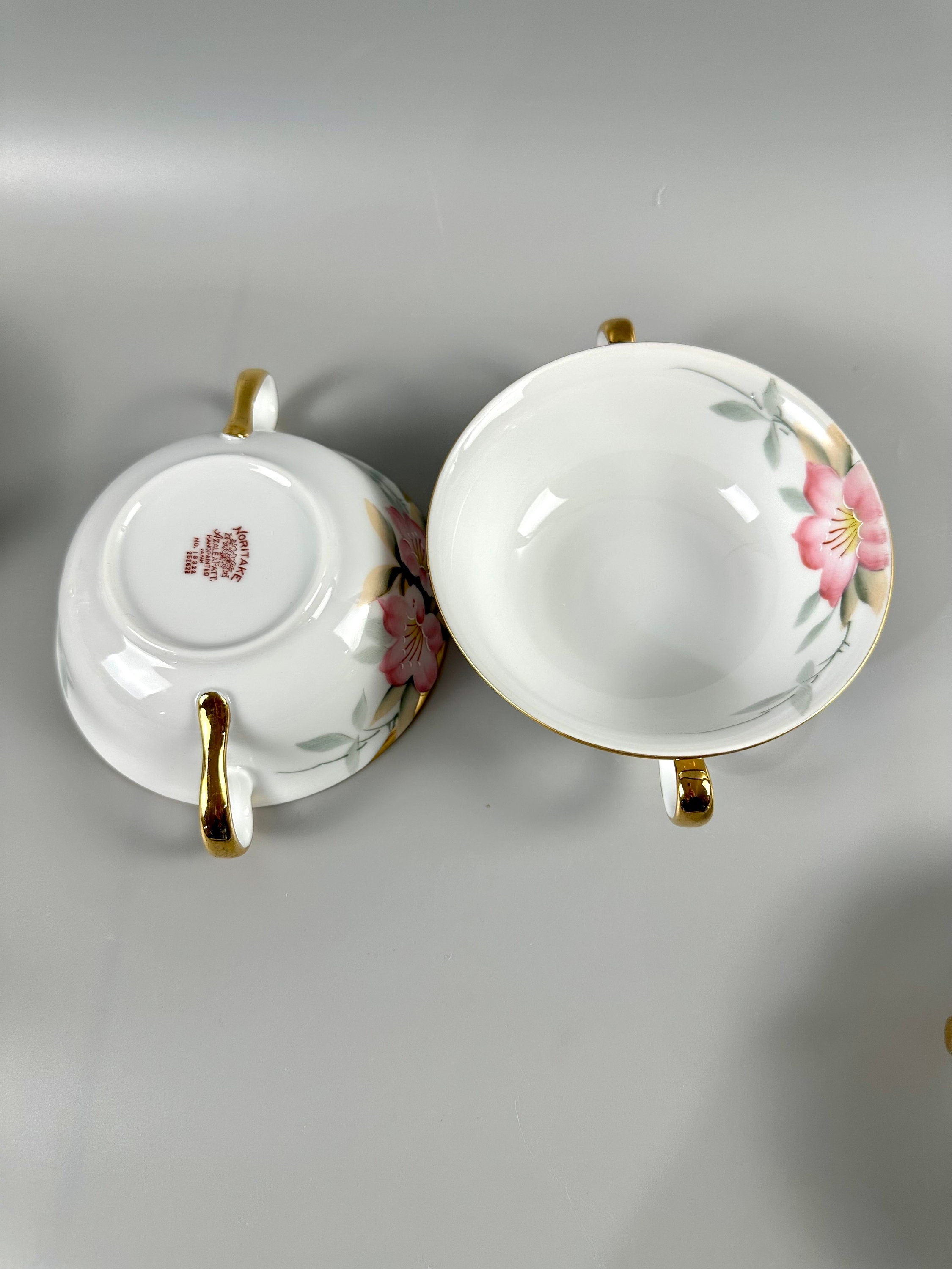 4 Noritake Azalea Flat Cream Soup Bowls