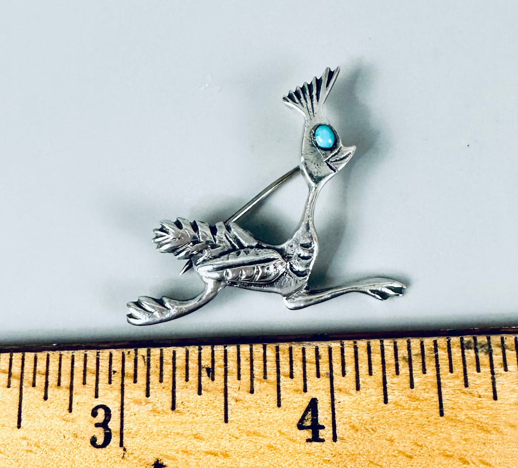 Vintage Sterling Silver Roadrunner Pin