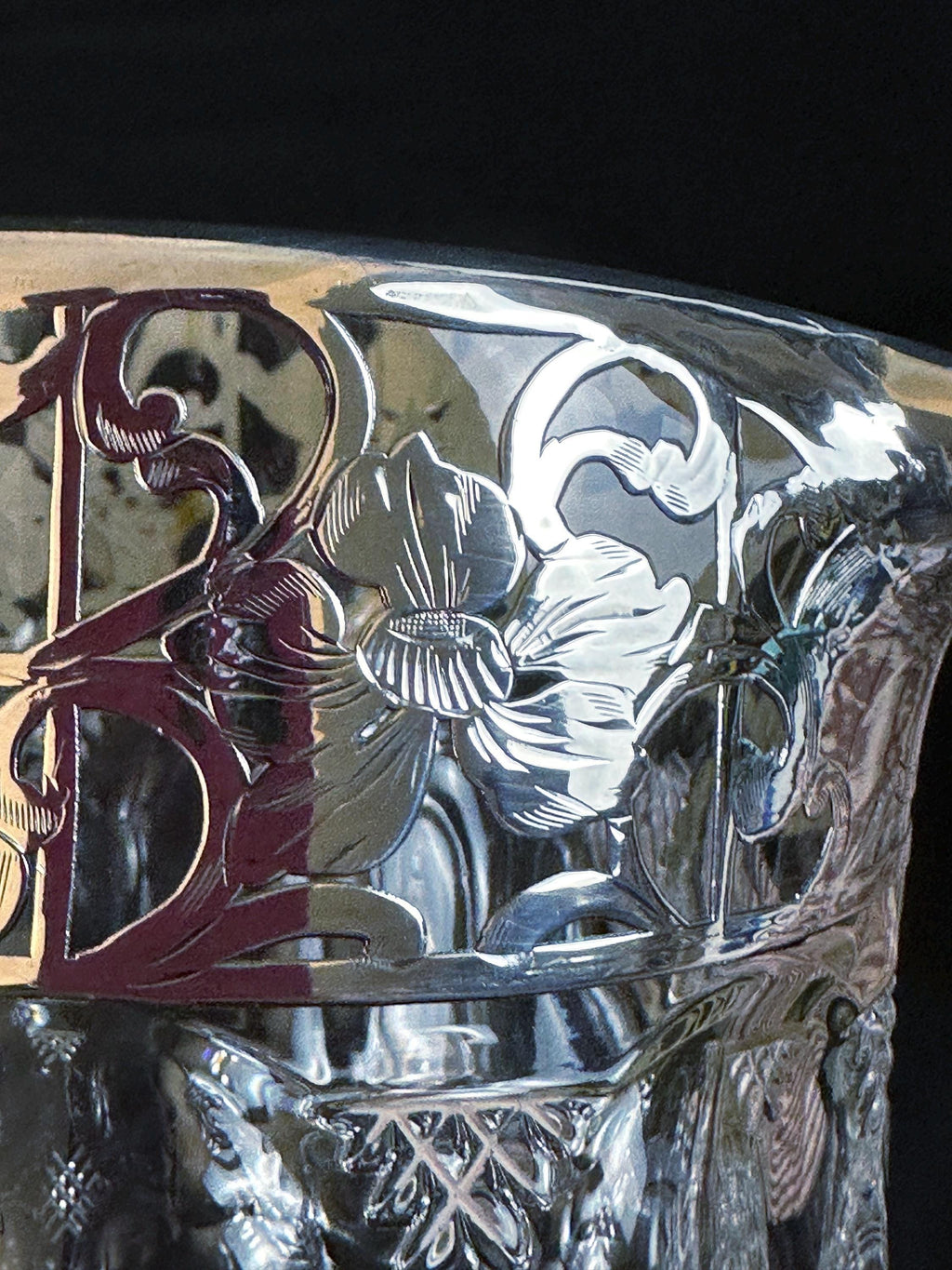 Antique Heisey Pitcher with Sterling Overlay circa 1910