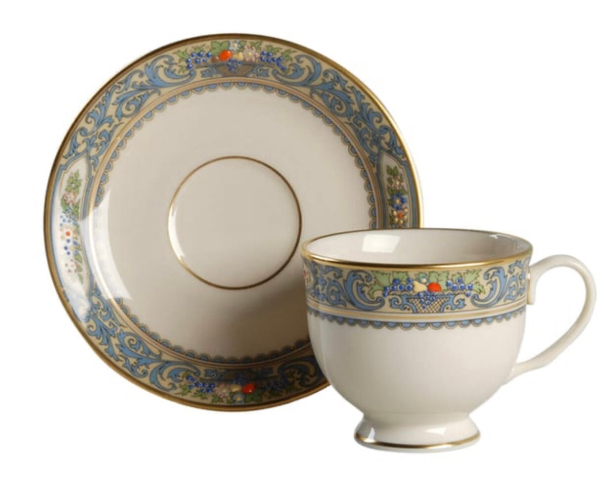2 Lenox Autumn Teacups and Saucers Newer