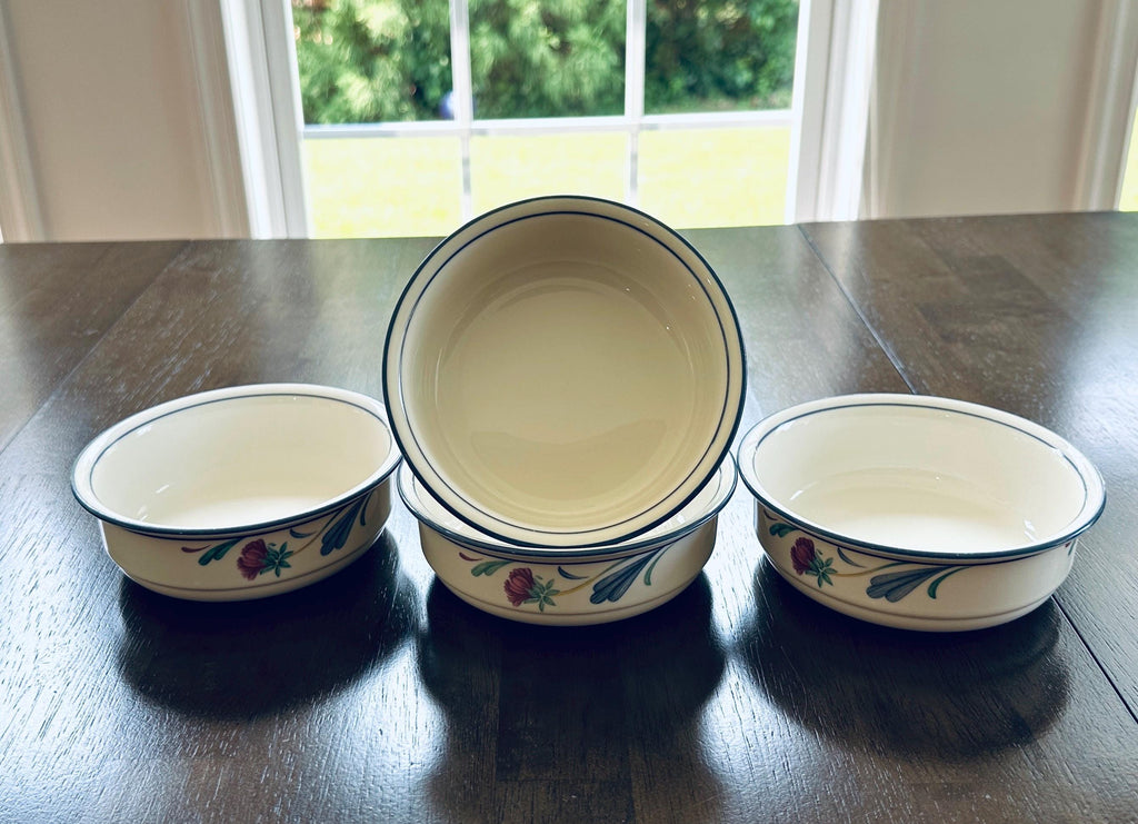 4 Lenox Poppies on Blue Bowls