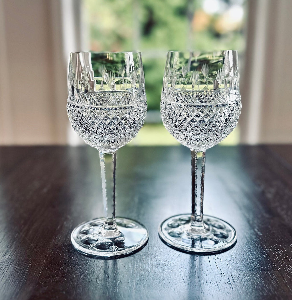 2 Tiffany Gilbert Tall Wine Glasses