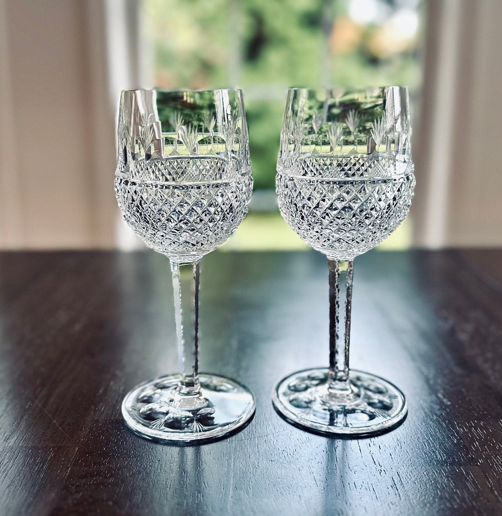 2 Tiffany Gilbert Tall Wine Glasses