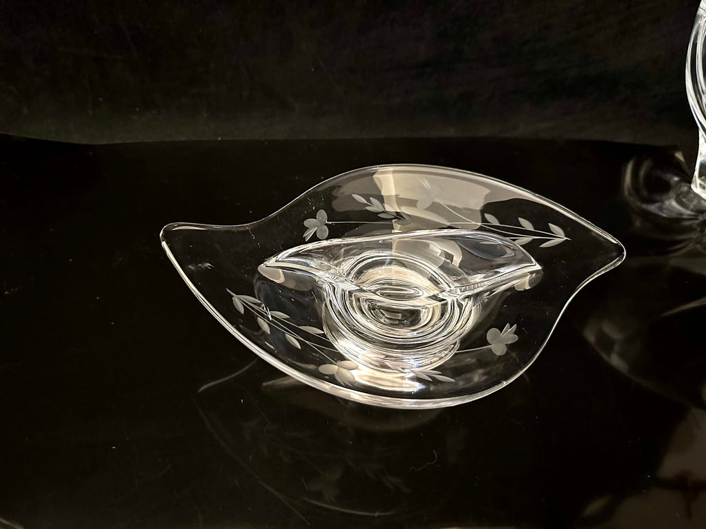 2 Antique Sterling Silver and Etched Glass Serving Bowls