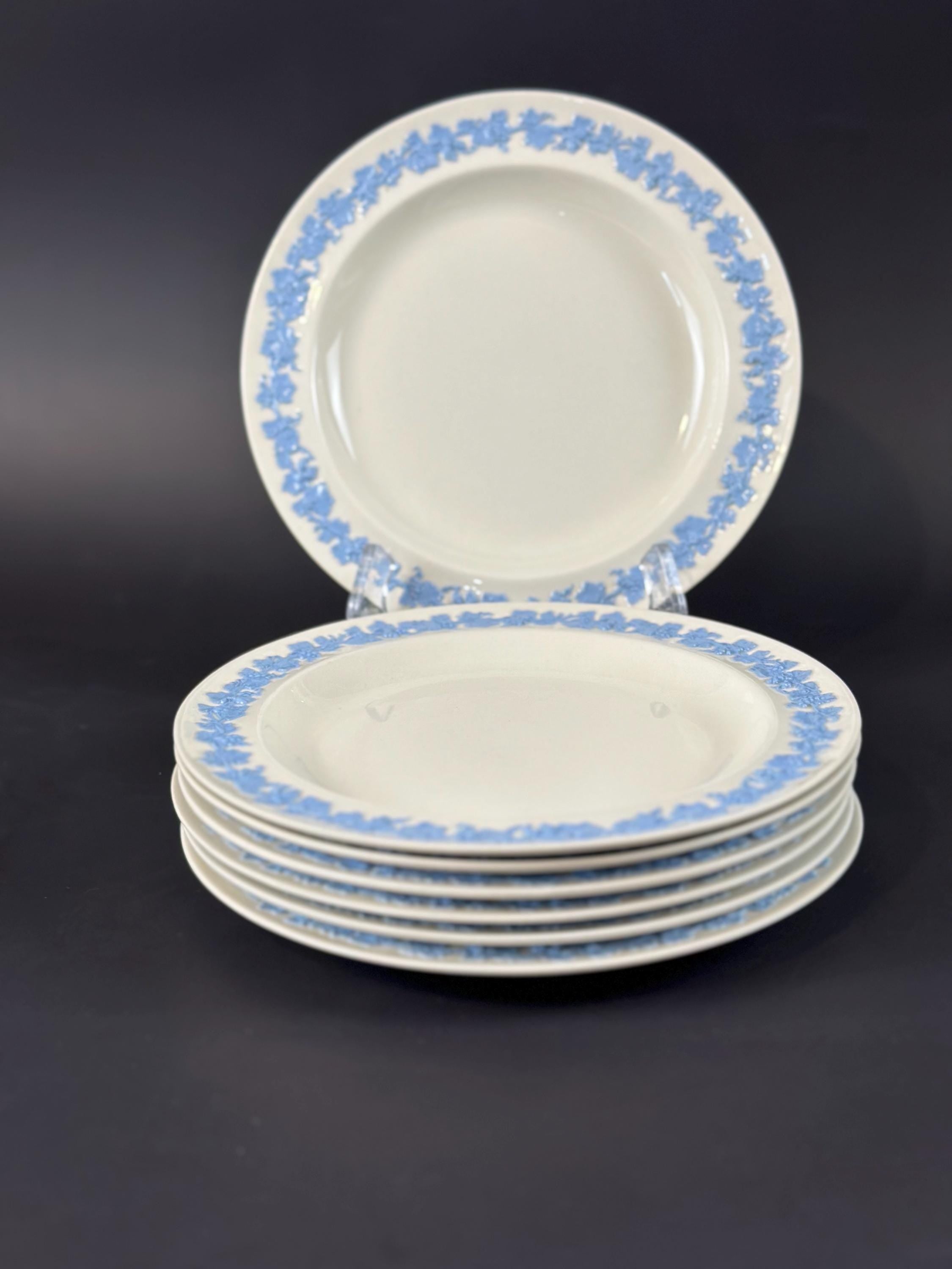 7 Wedgwood Lavender on Cream Salad Plates Plain Edge Queensware