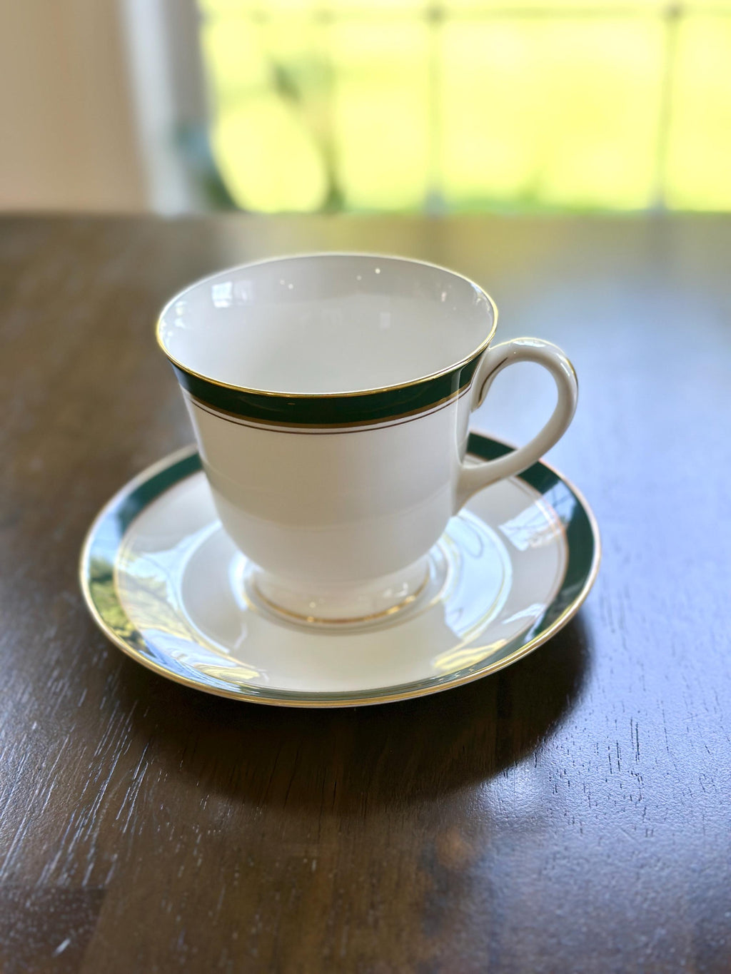 2 Royal Worcester Howard Leather Green Teacups and Saucers