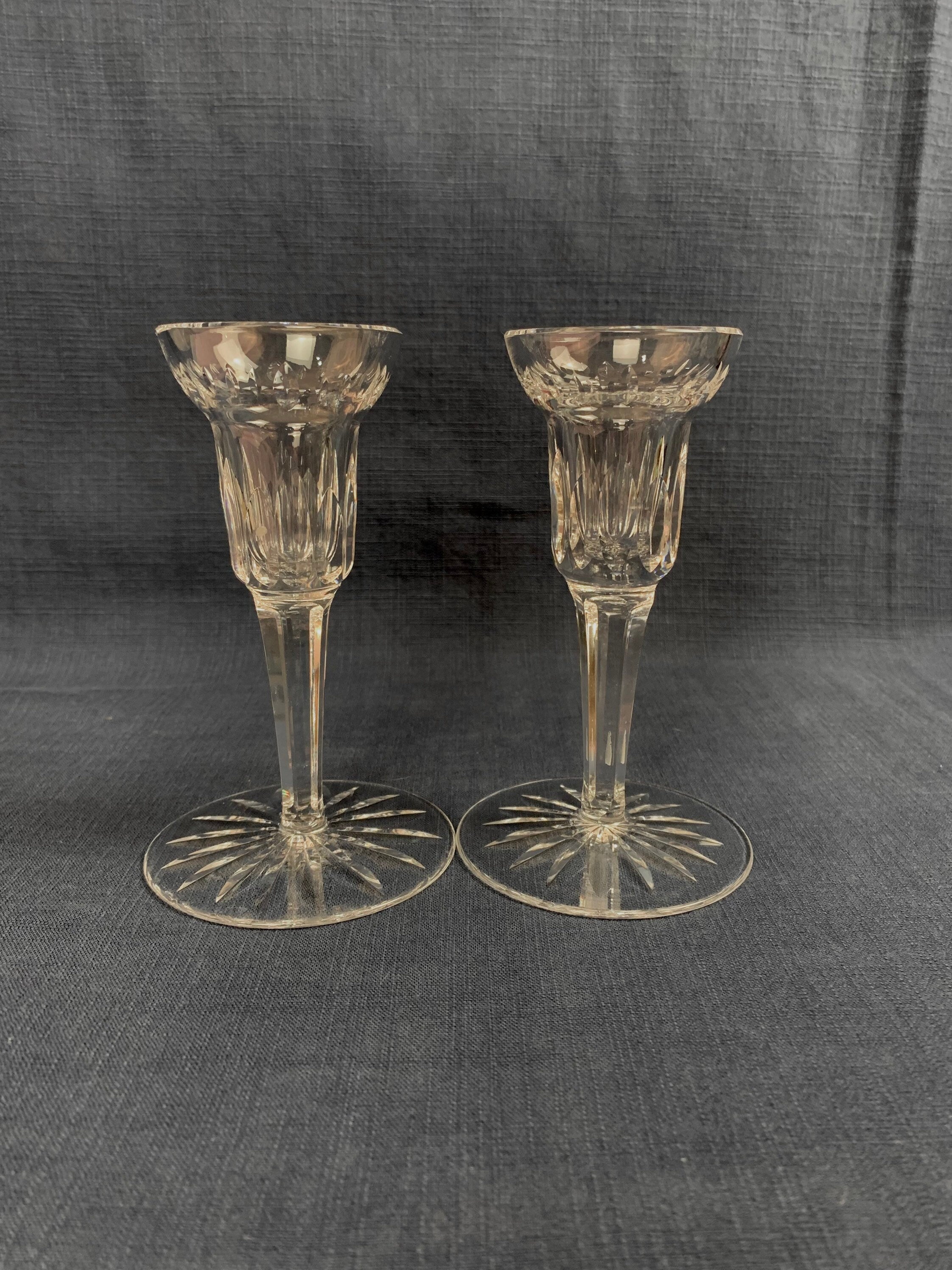 2 Waterford Crystal Candle Holders 5 1/4”