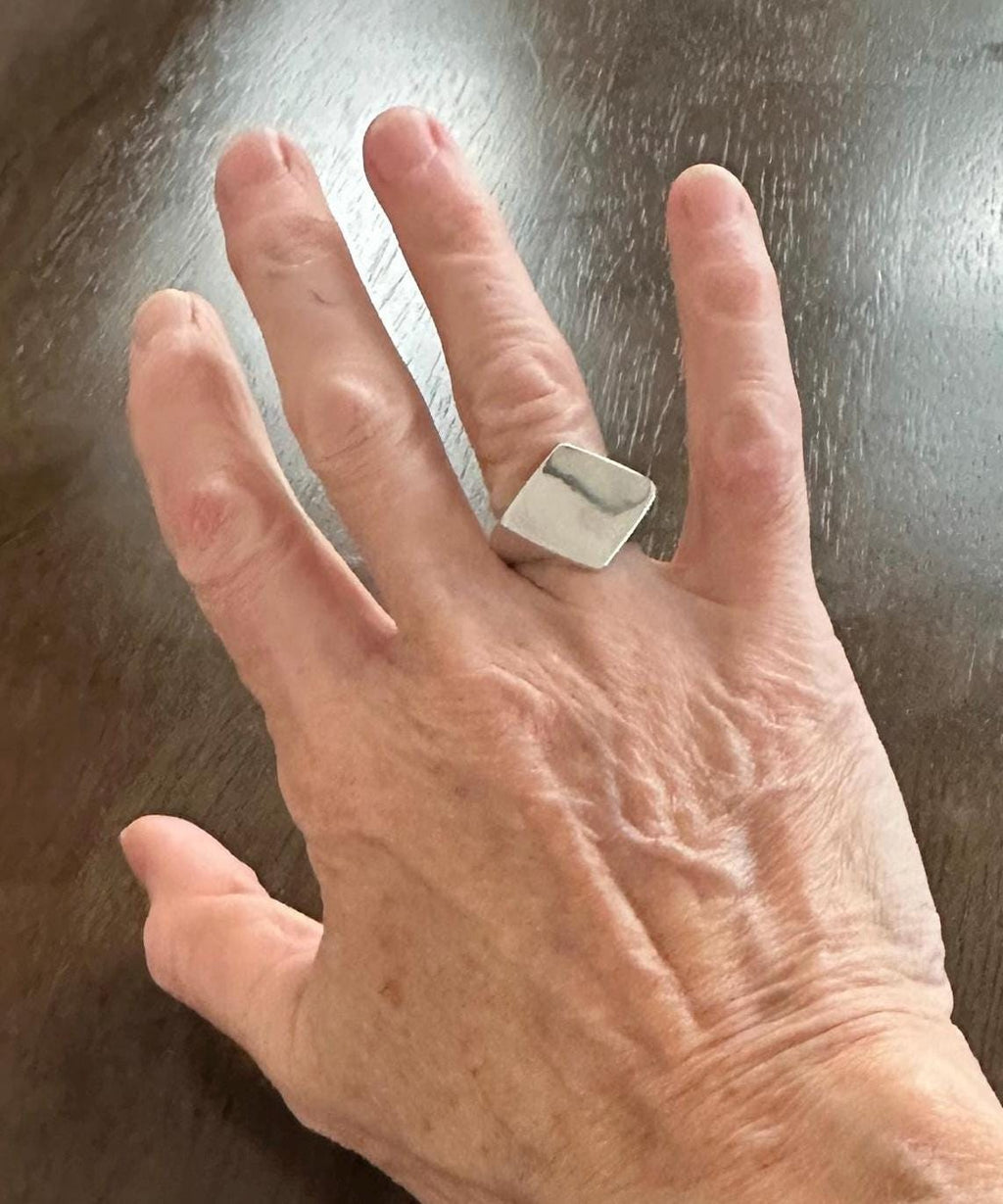 Large Sterling Silver Diamond Shaped Ring