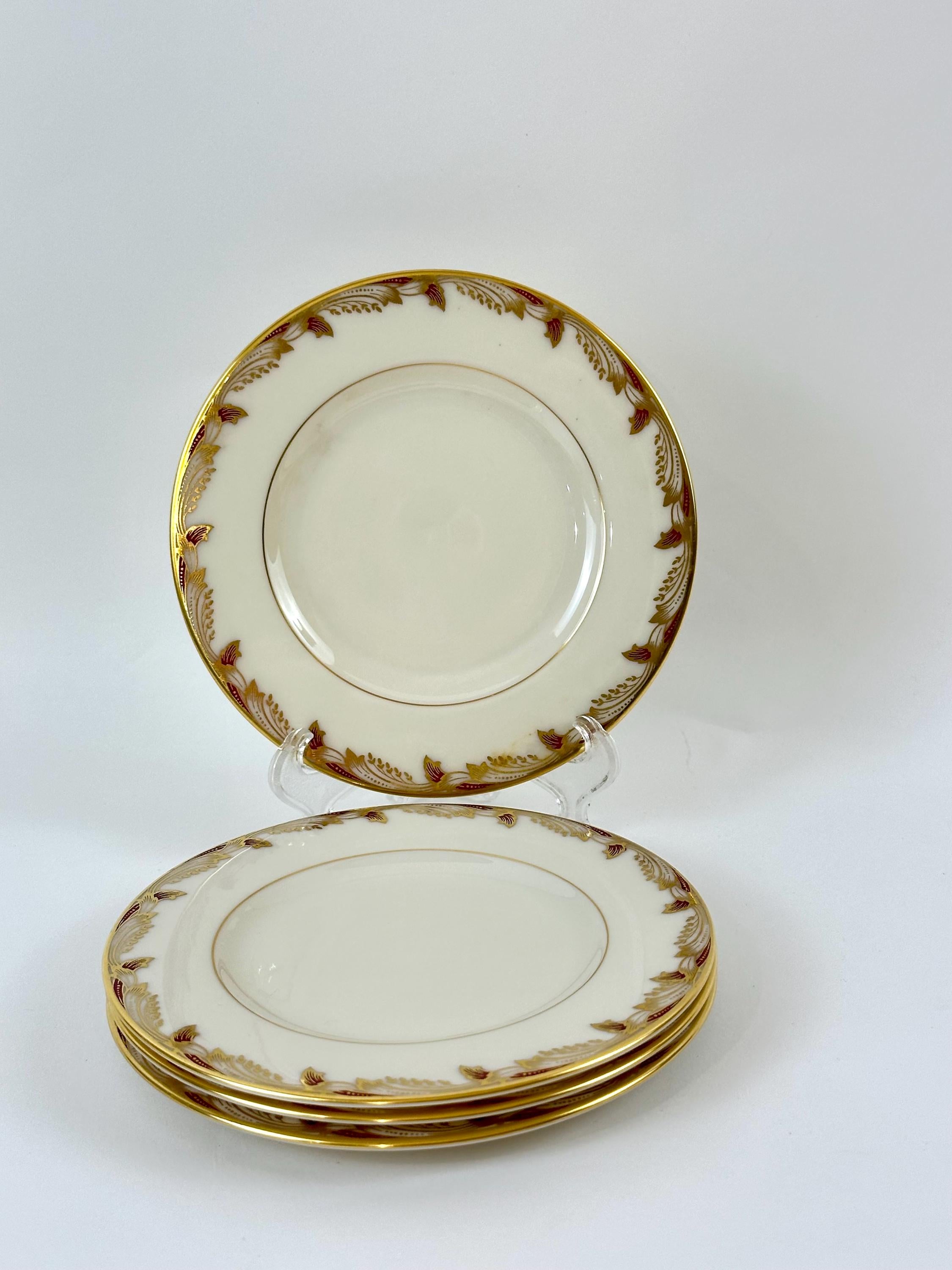 4 Lenox Essex Maroon Bread Plates