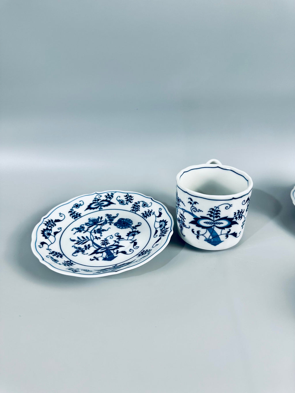 6 Blue Danube Large Flat Cups and Saucers