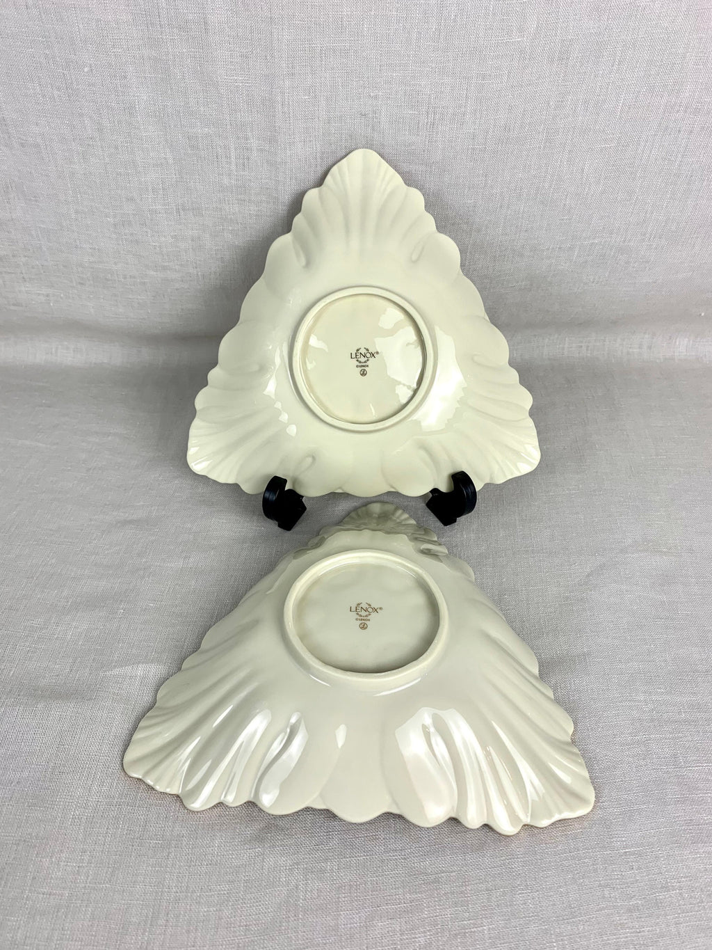 2 Lenox Triad Gold Rimmed  Bowls Triangle Shaped