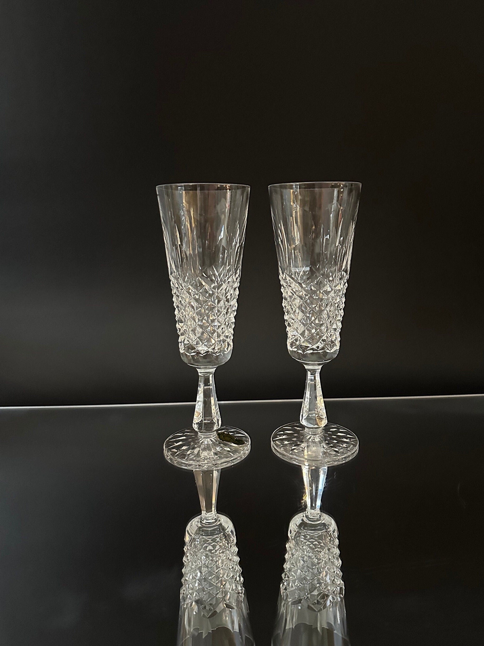 Two Waterford Crystal Kenmare Champagne Flutes