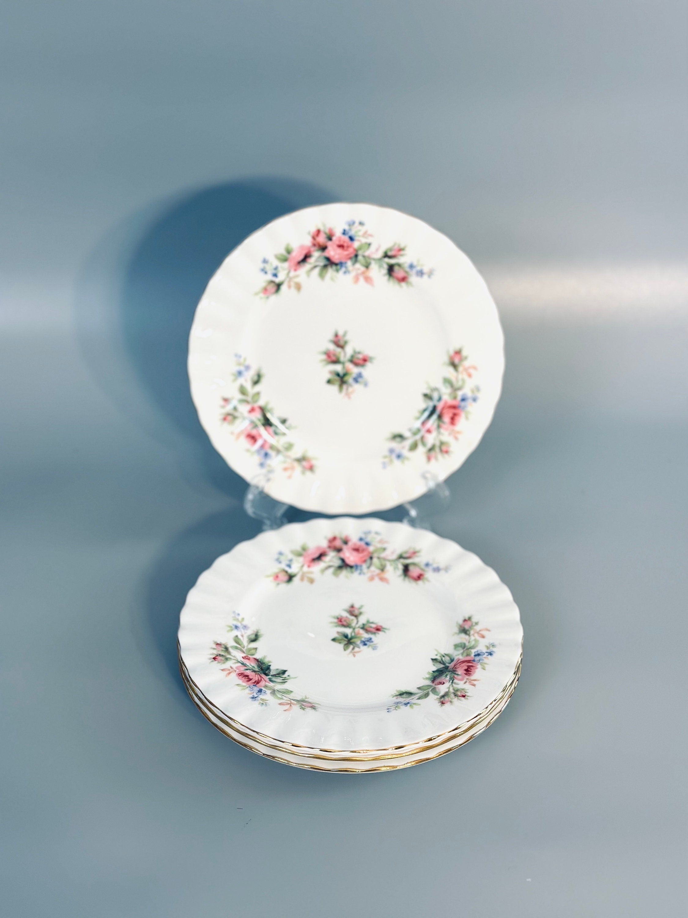 4 Royal Albert Moss Rose Bread Plates