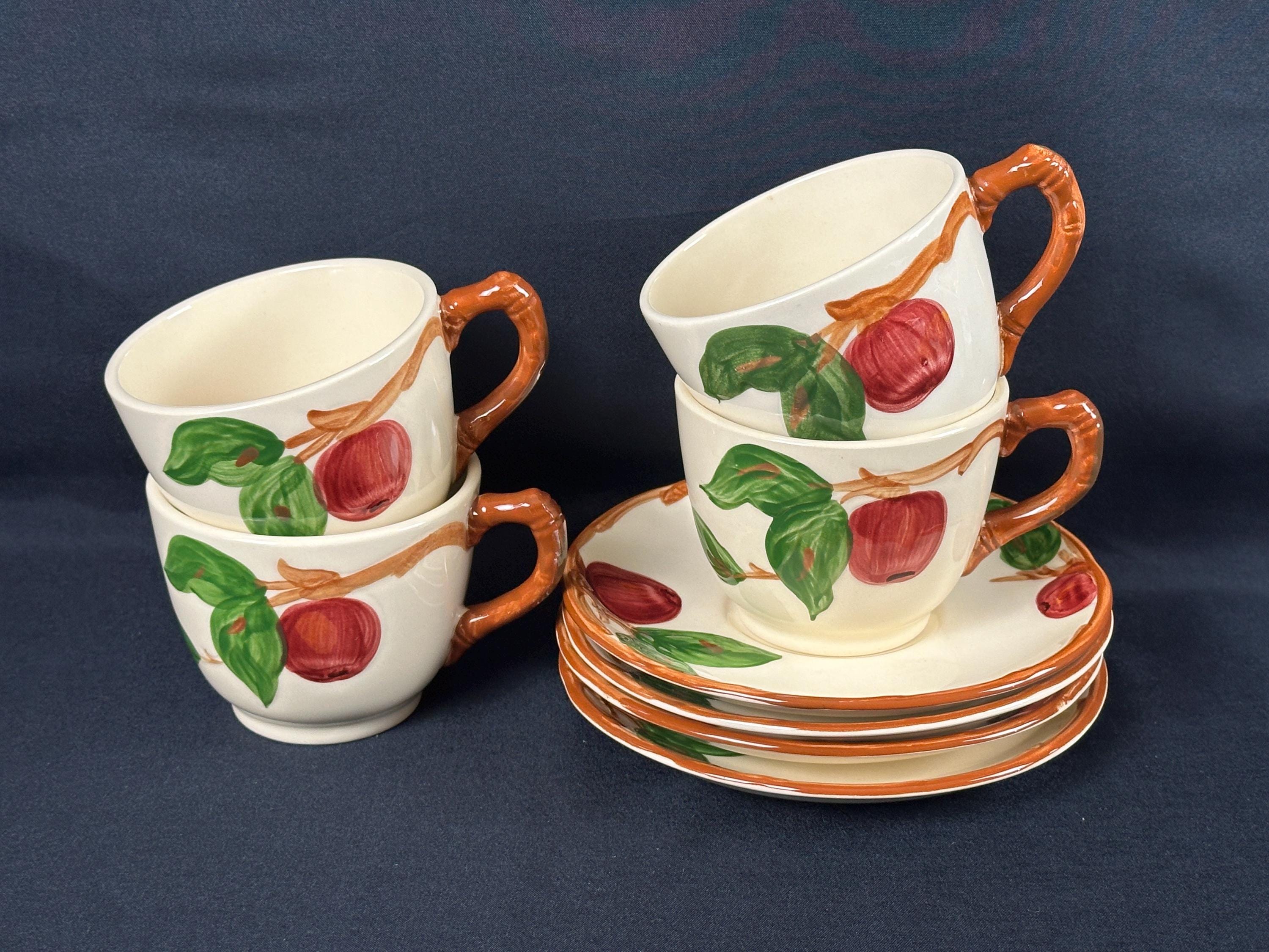 4 Franciscan Apple Teacups and Saucers USA