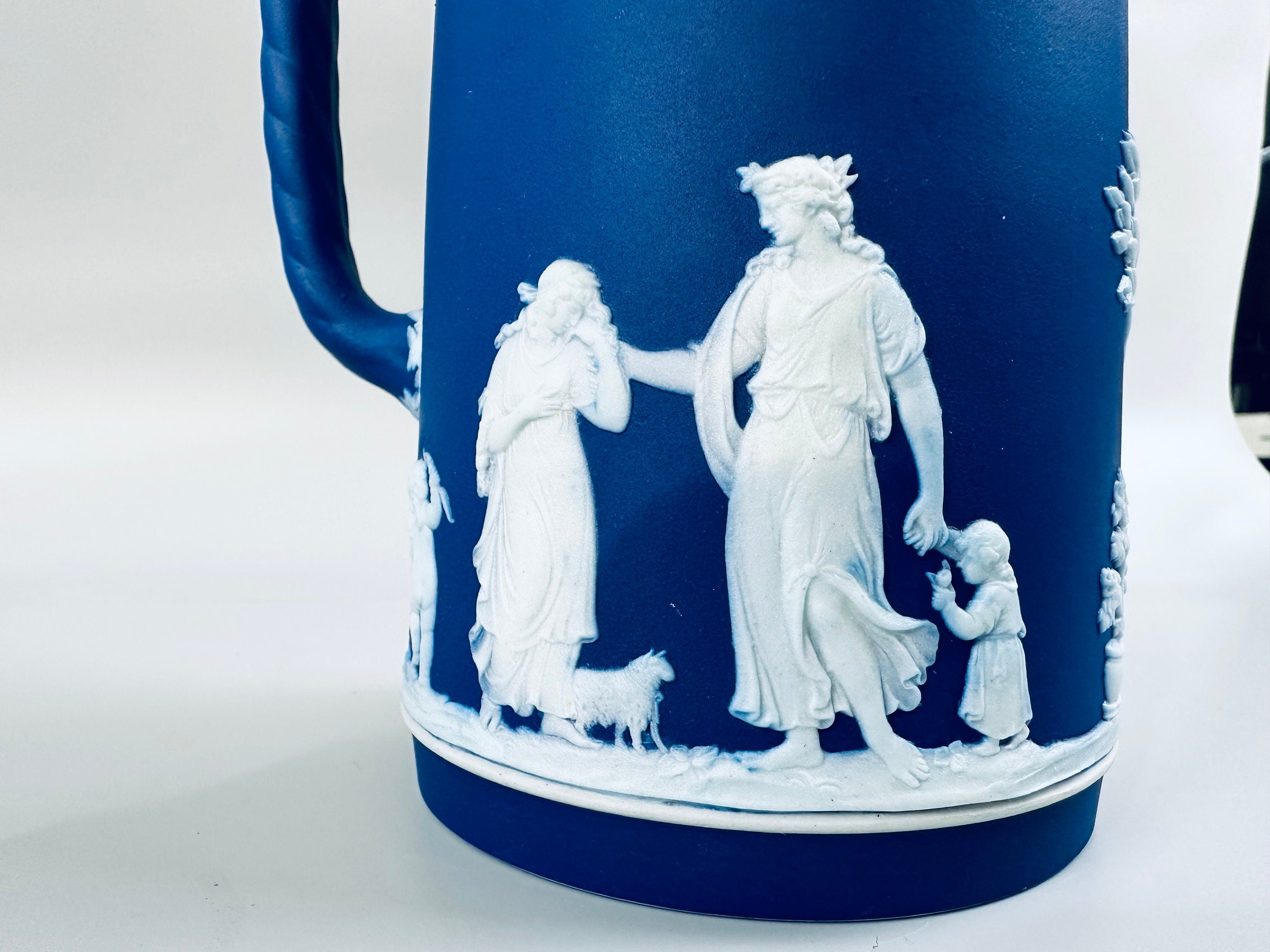Wedgwood Jasperware Cream on Blue Jug/Pitcher