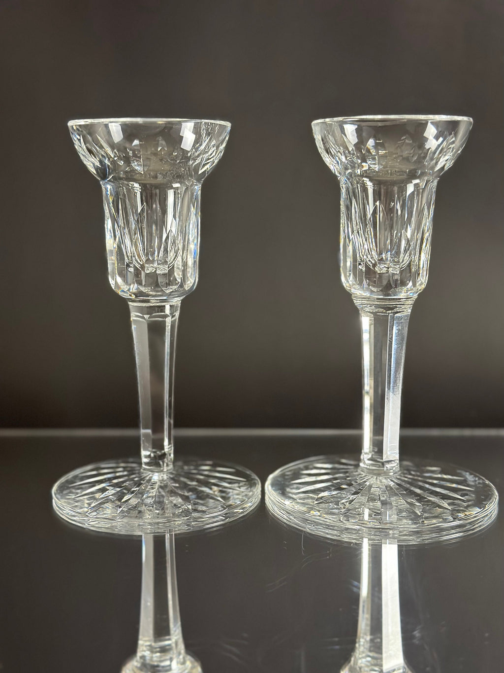 2 Waterford Crystal Candle Holders 5 1/4”