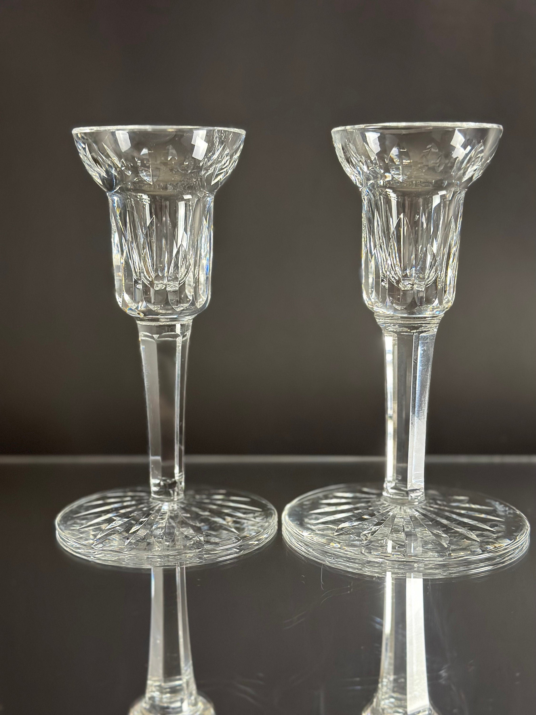 2 Waterford Crystal Candle Holders 5 1/4”