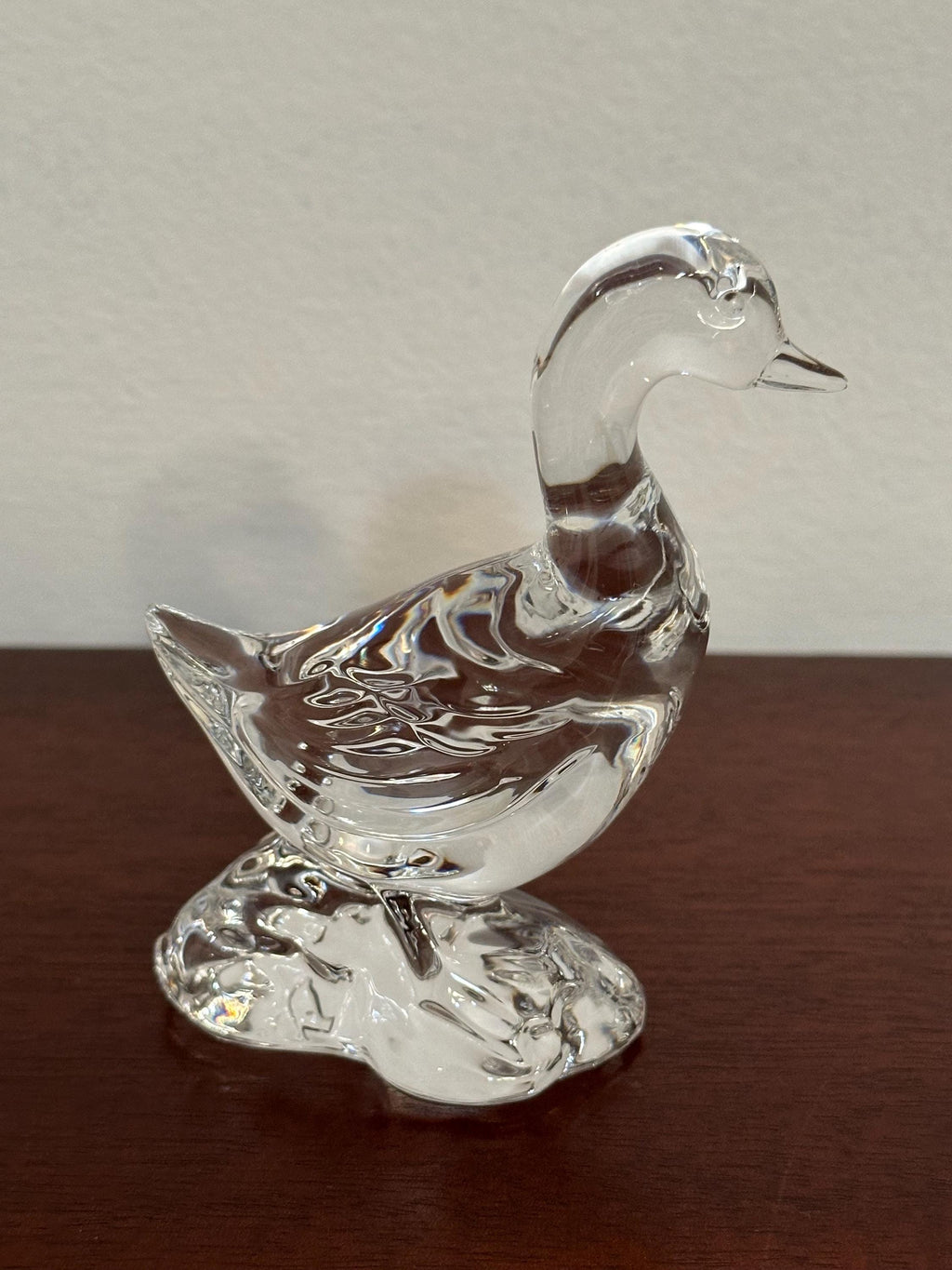 A Tall Waterford Crystal Duck Paperweight