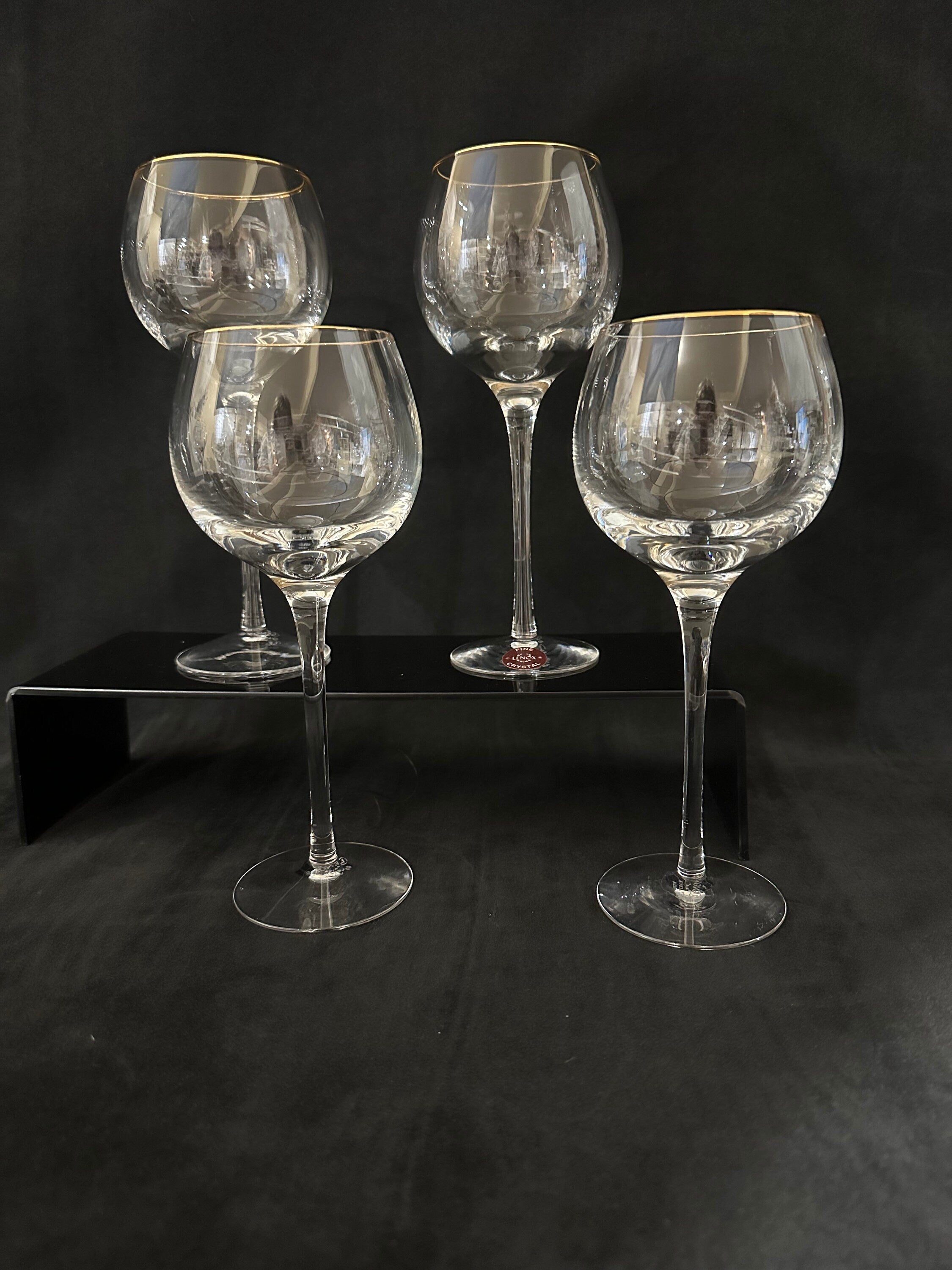 4 Lenox Eternal Gold Crystal Water Goblets