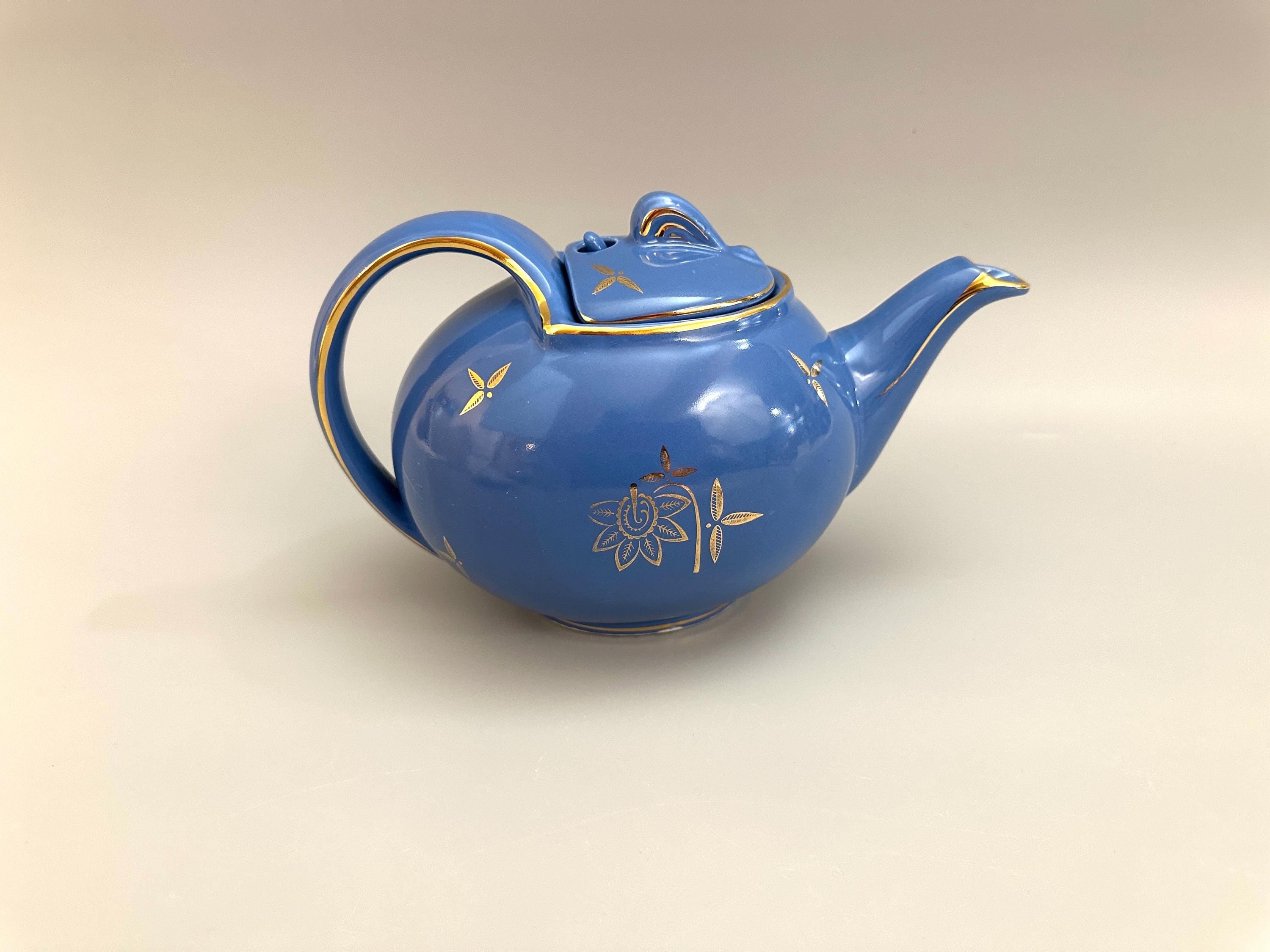 1945 Hall Hook Top Cadet Blue 6 Cup Teapot