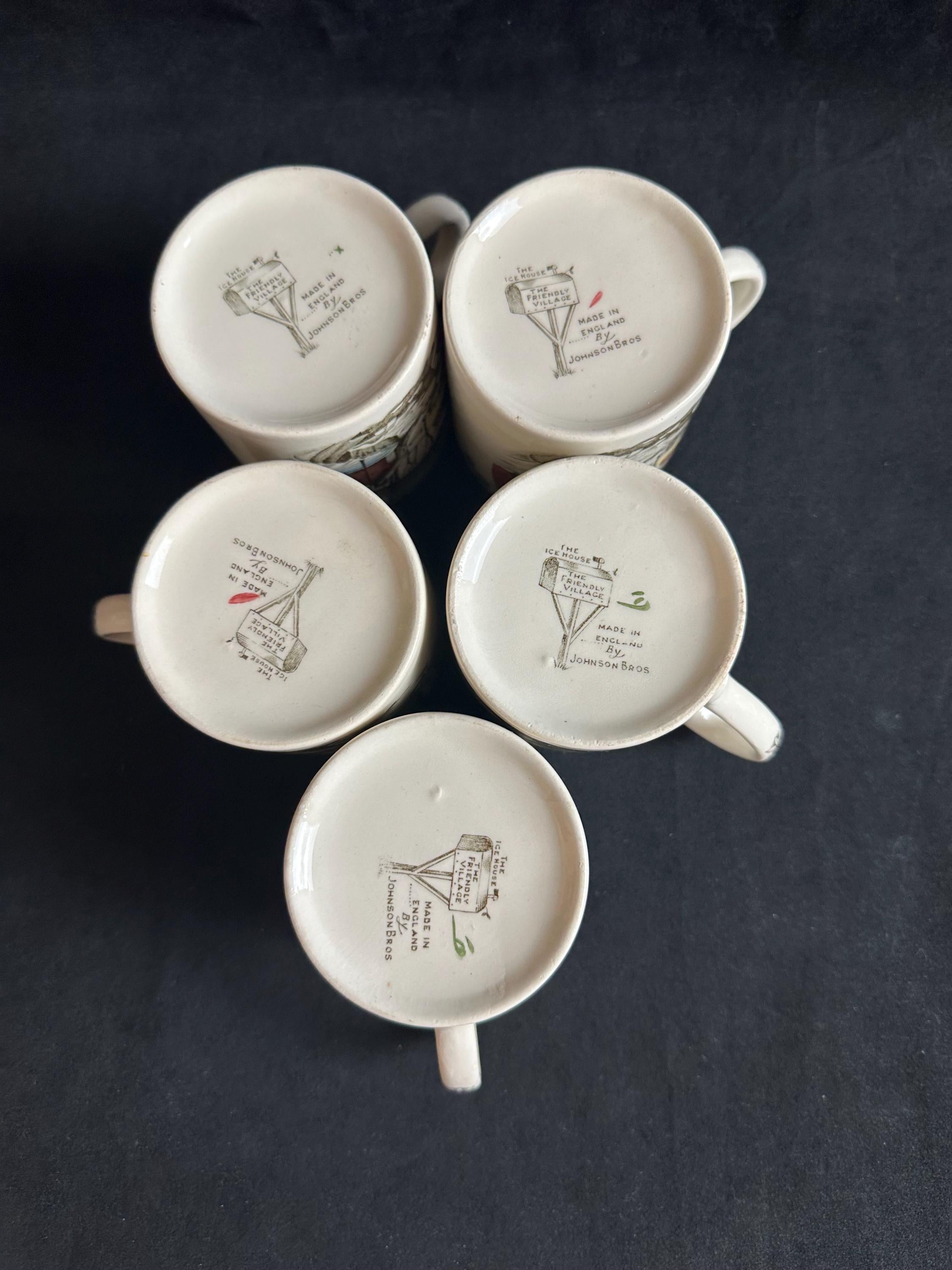 5 Friendly Village Mugs by Johnson Brothers
