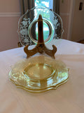 3 Lancaster Patrick Yellow Depression Glass Luncheon Plates