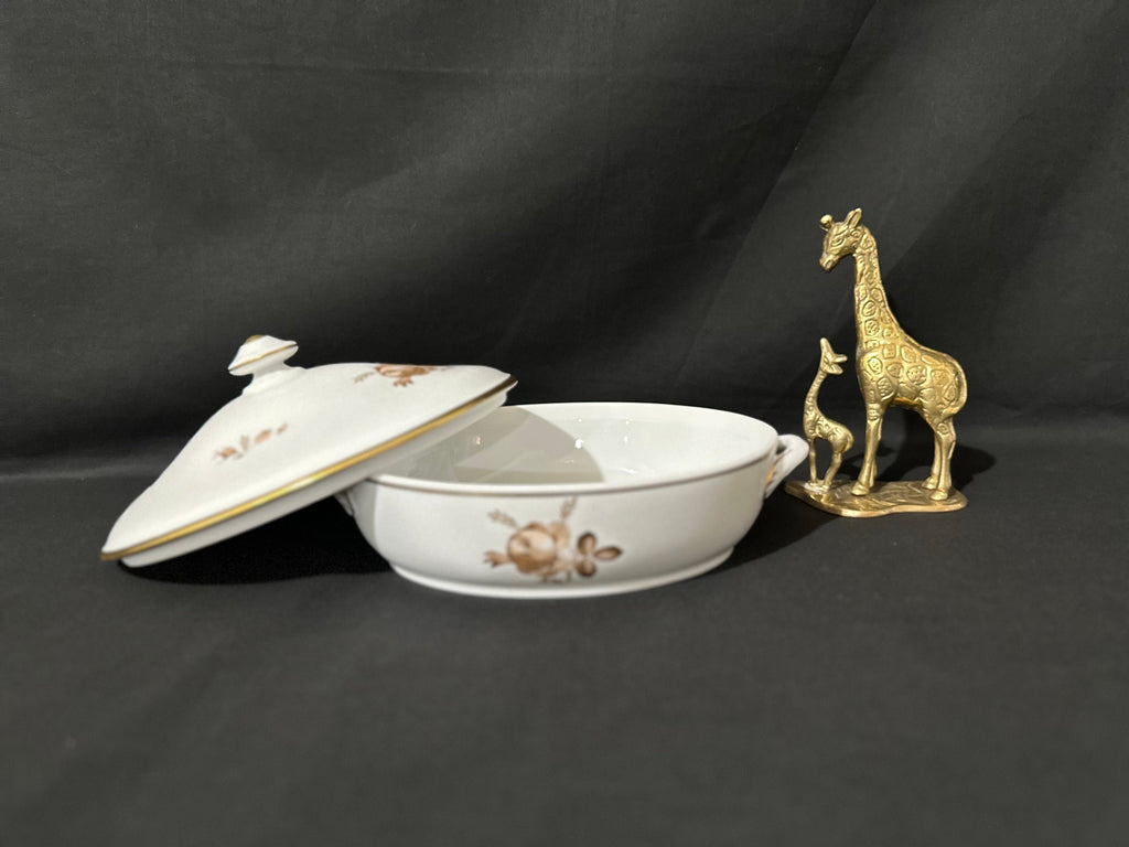 Royal Copenhagen Brown Roses Covered Serving Bowl