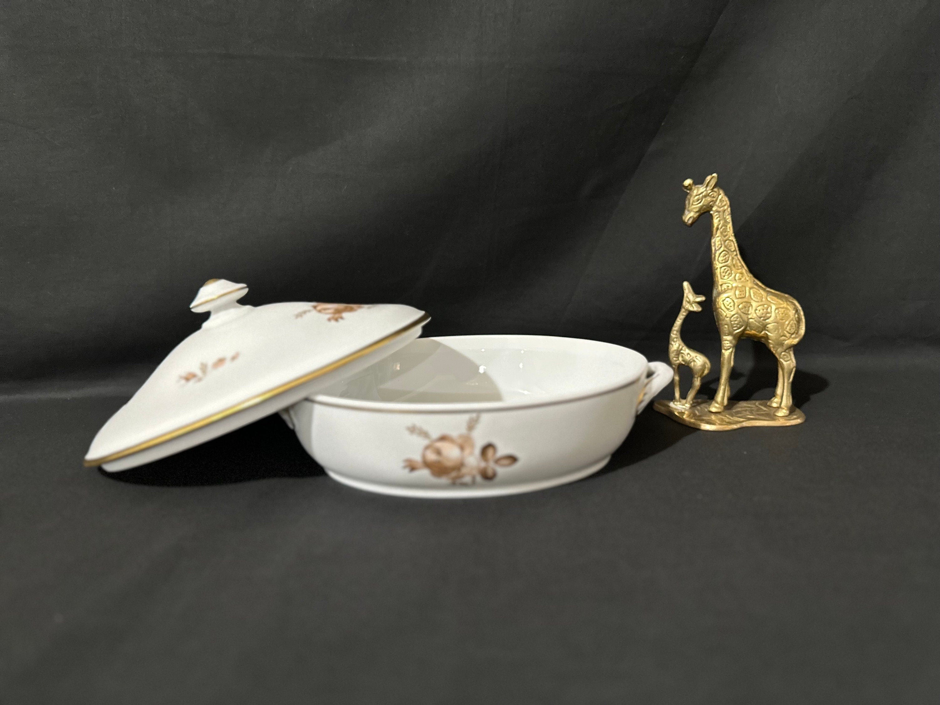 Royal Copenhagen Brown Roses Covered Serving Bowl