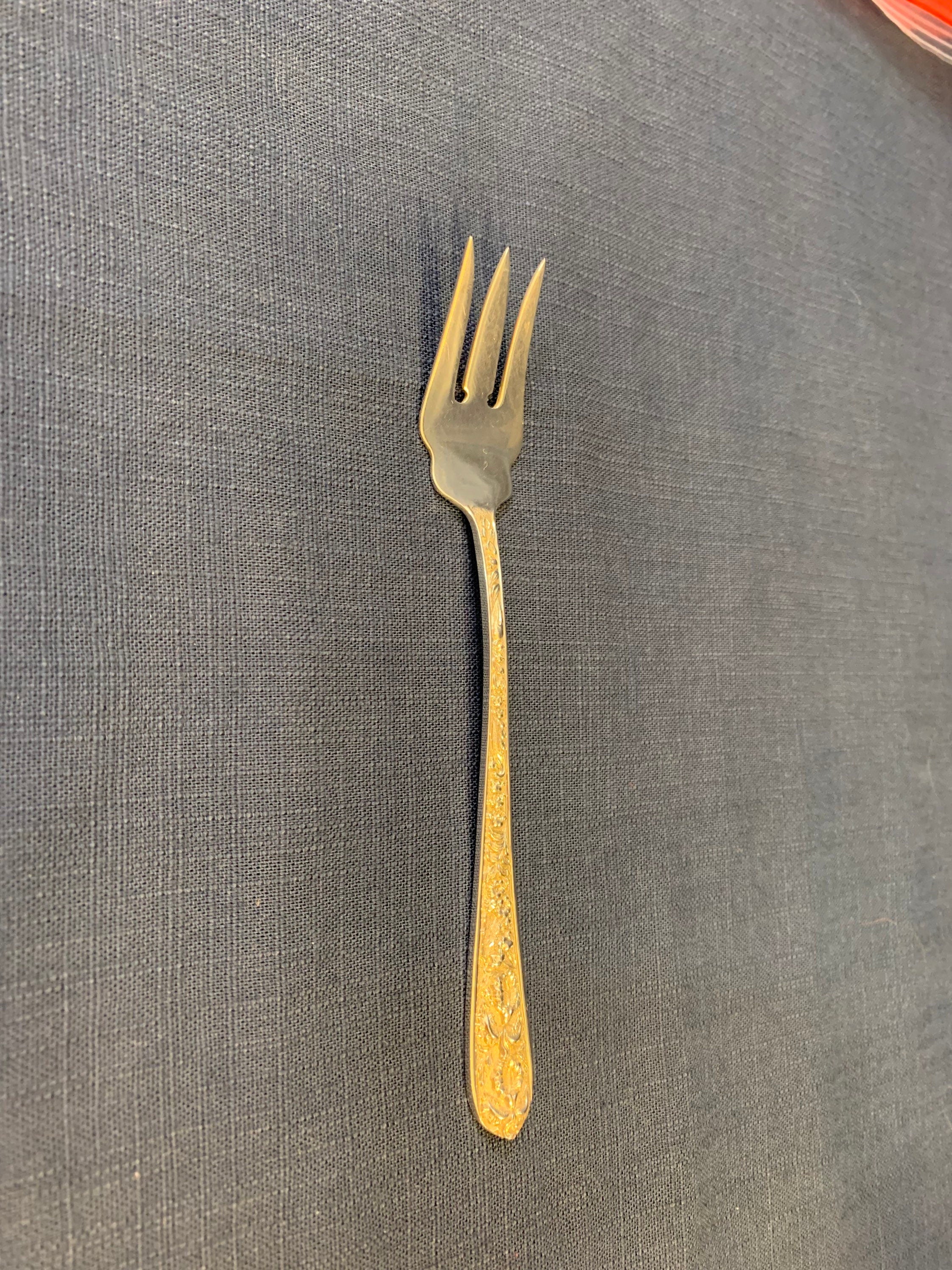 Stieff Rose Large Sterling Meat Fork No Monogram