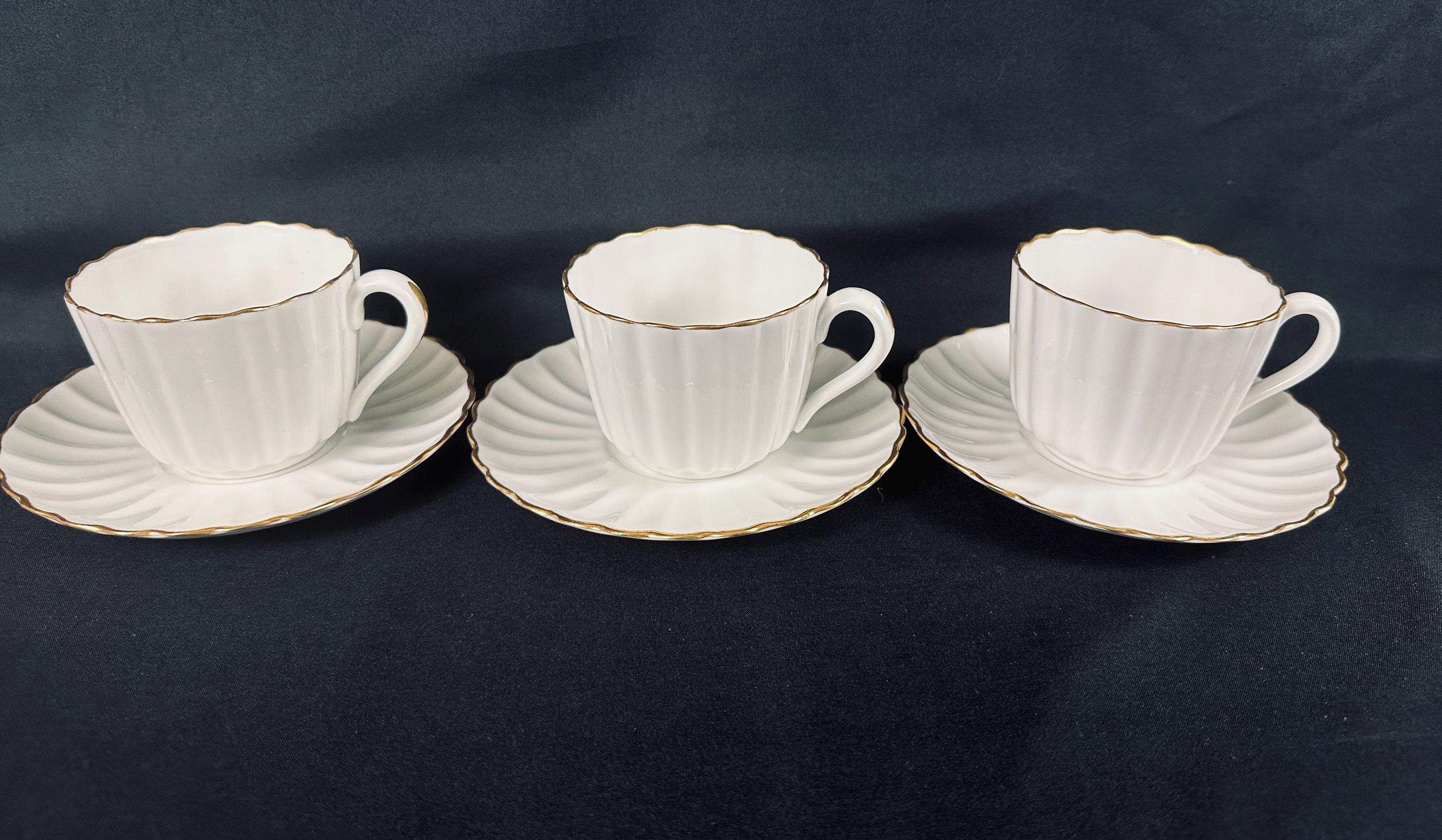 3 Copeland Spode Midas Teacups and Saucers