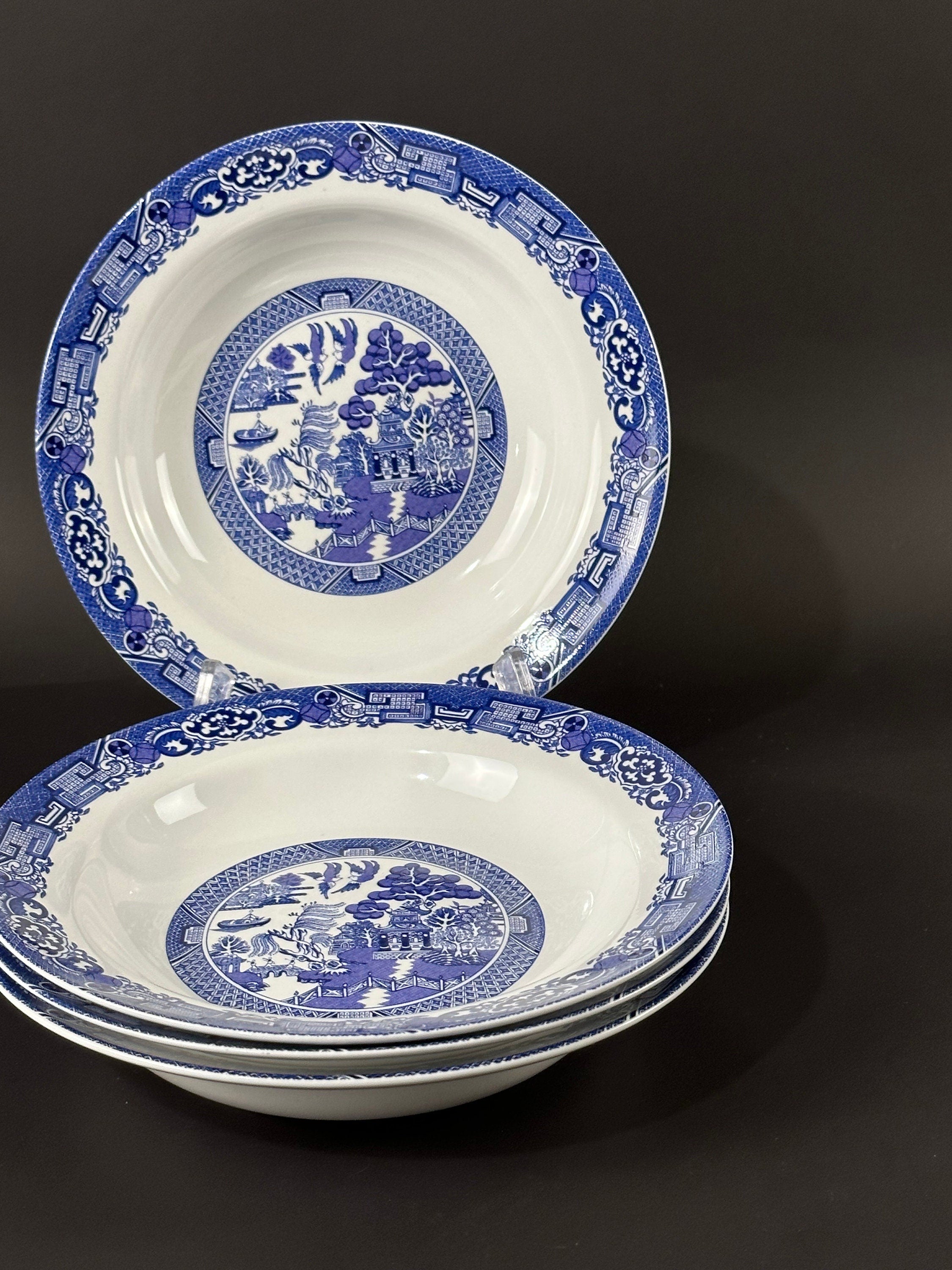 4 Royal Cuthbertson Blue Willow Soup Bowls.