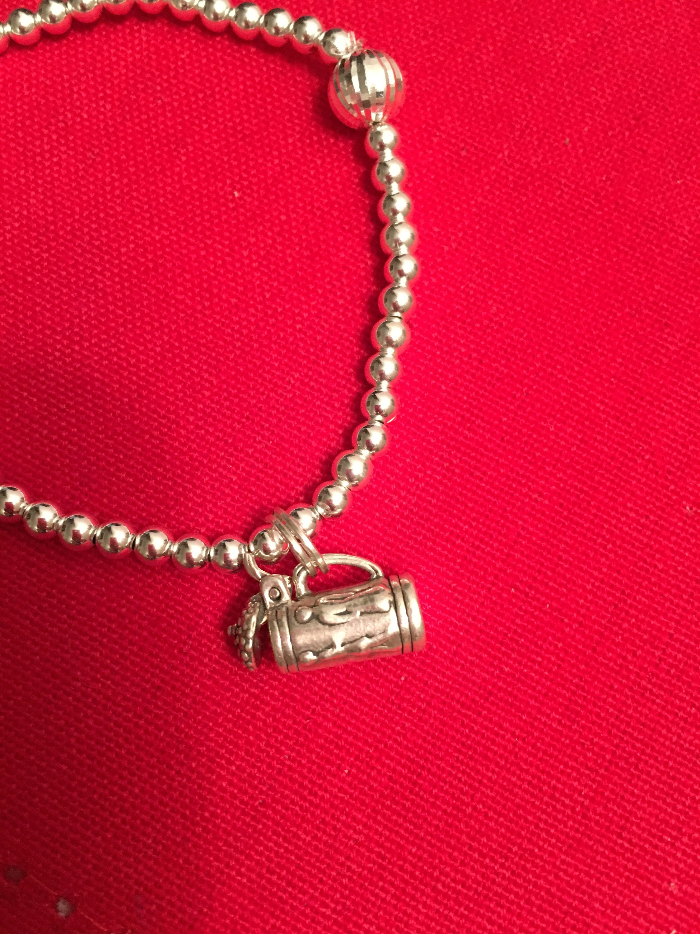 Sterling Silver Beer Stein Beaded Bracelet