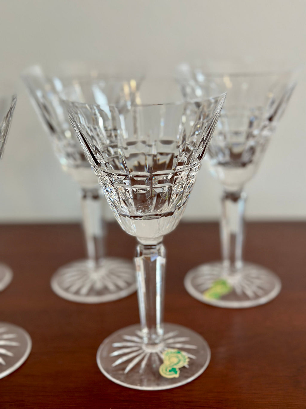 5 Waterford Crystal Glenmore White Wine Glasses