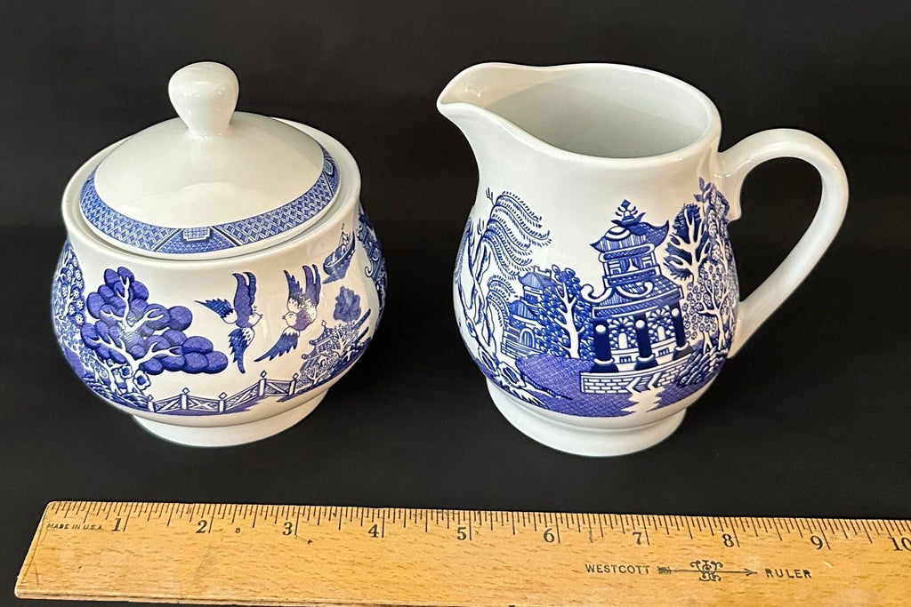 Cuthbertson Blue Willow Creamer & Sugar