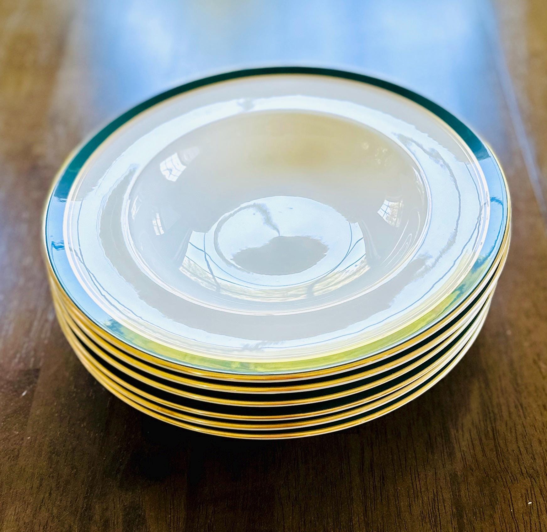 6 Royal Worcester Howard Leather Green Soup Bowls