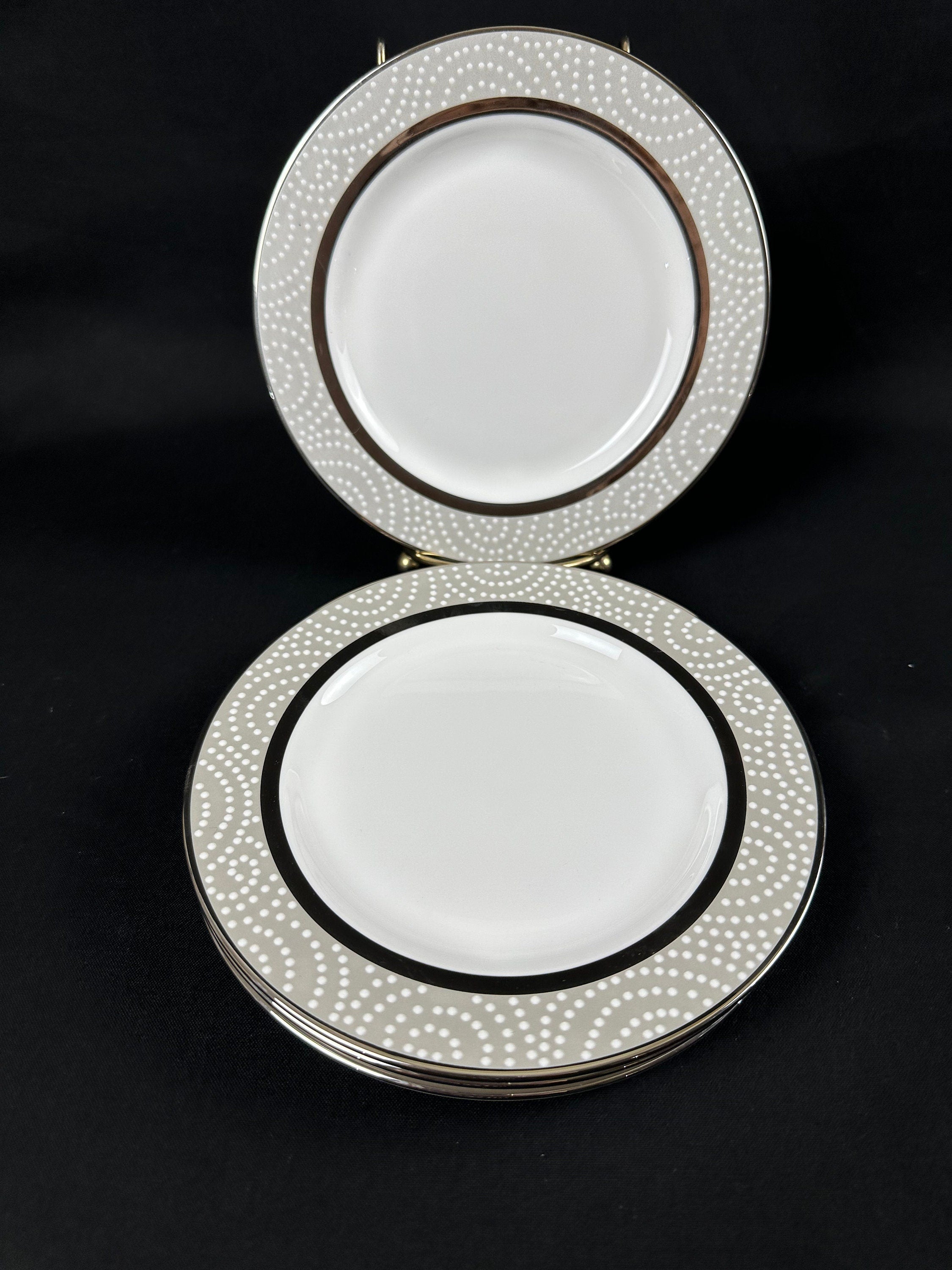 4 Katie Spade Pearl Beads Bread Plates by Lenox
