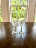 2 Tiffany  Gilbert Crystal Wine Glasses