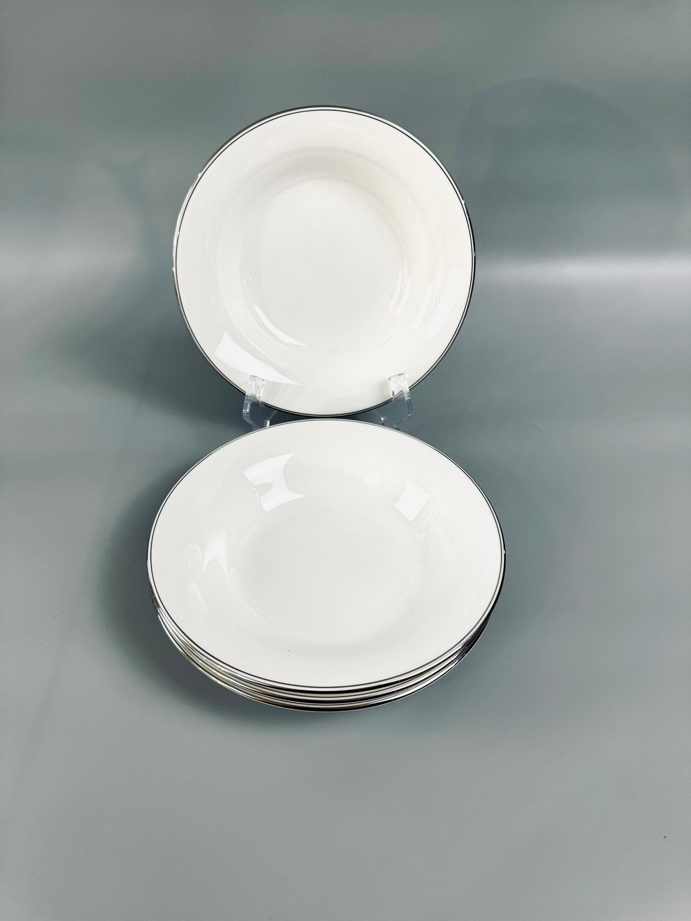 4 Wedgwood Doric Platinum Soup Bowls