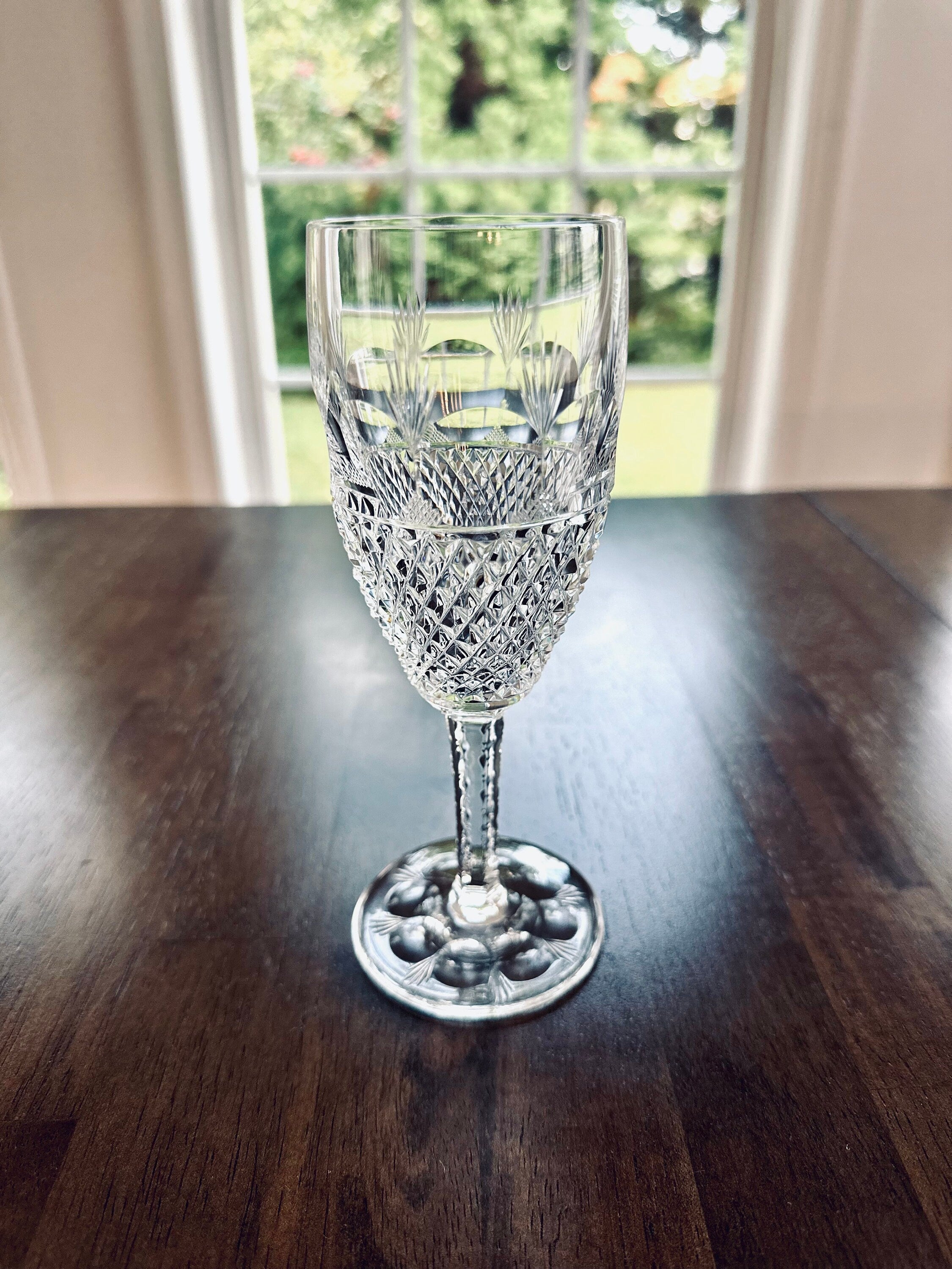 2 Tiffany Gilbert Crystal Champagne Flutes