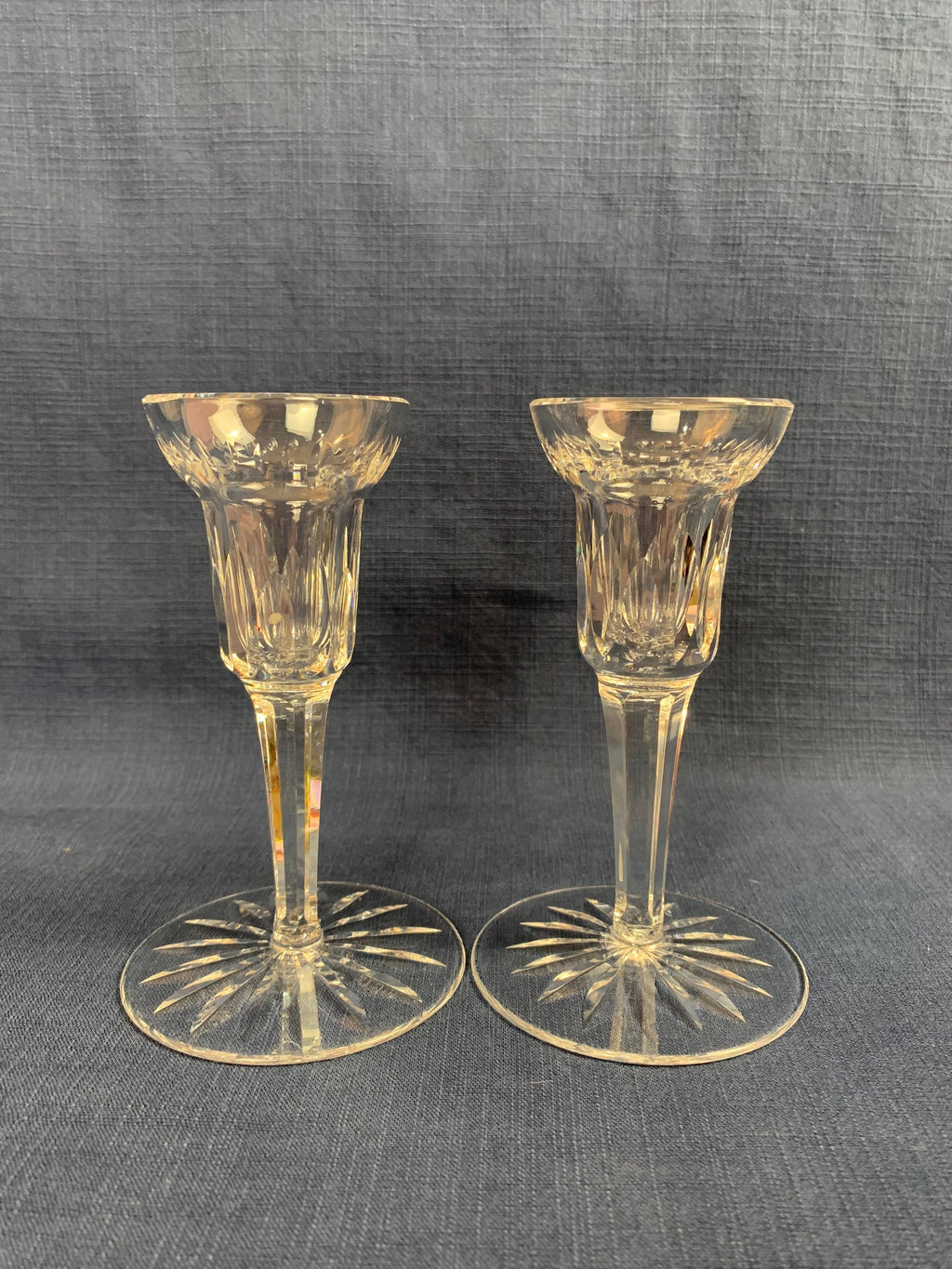 2 Waterford Crystal Candle Holders 5 1/4”